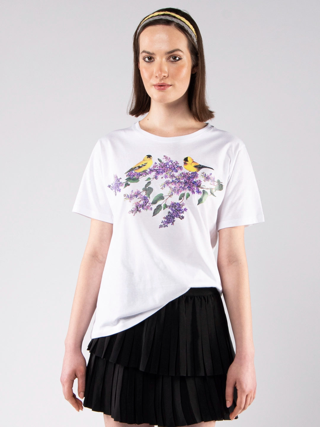 Camisetas Achega - Camiseta femenina 100 % algodón con estampado floral.