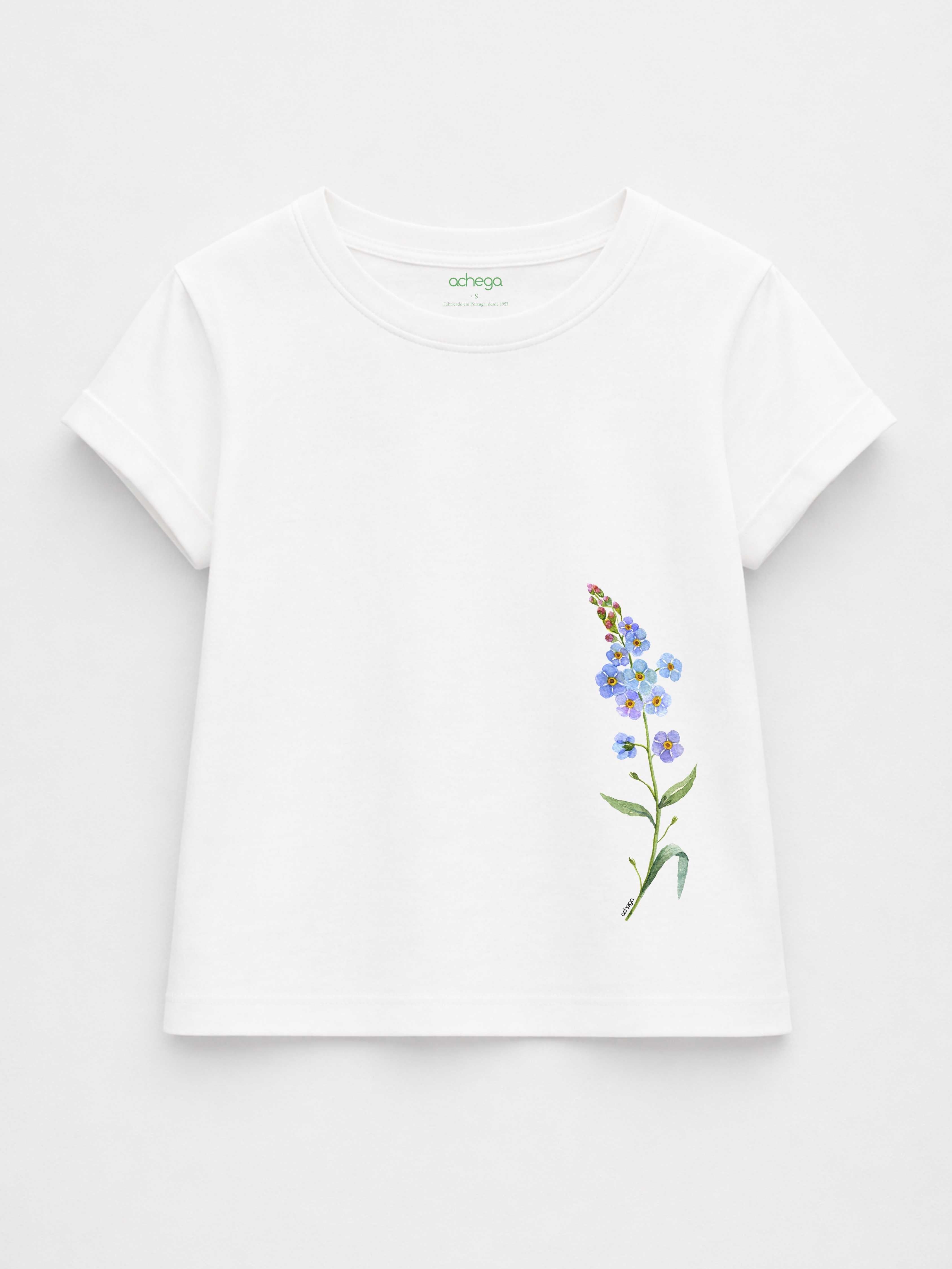 T-shirt elegante Câmpanula Azul 100% Algodão