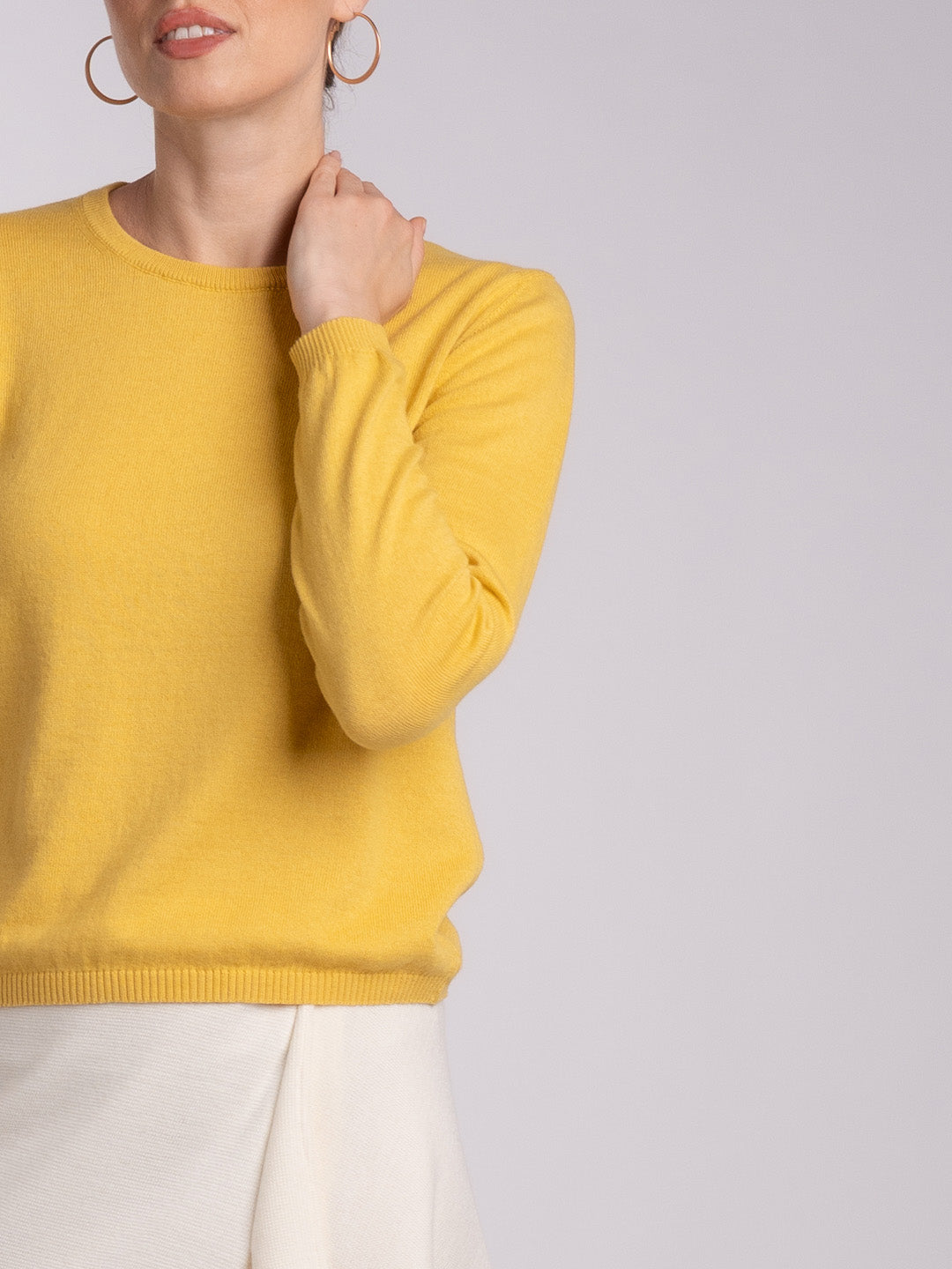Camisola de Manga Comprida em Lã Merino e Algodão Orgânico Amarelo