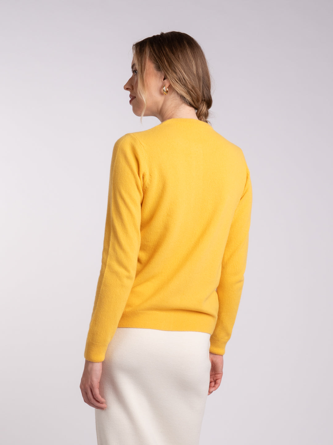 Casaco feminino em Lambswool amarelo | Achega