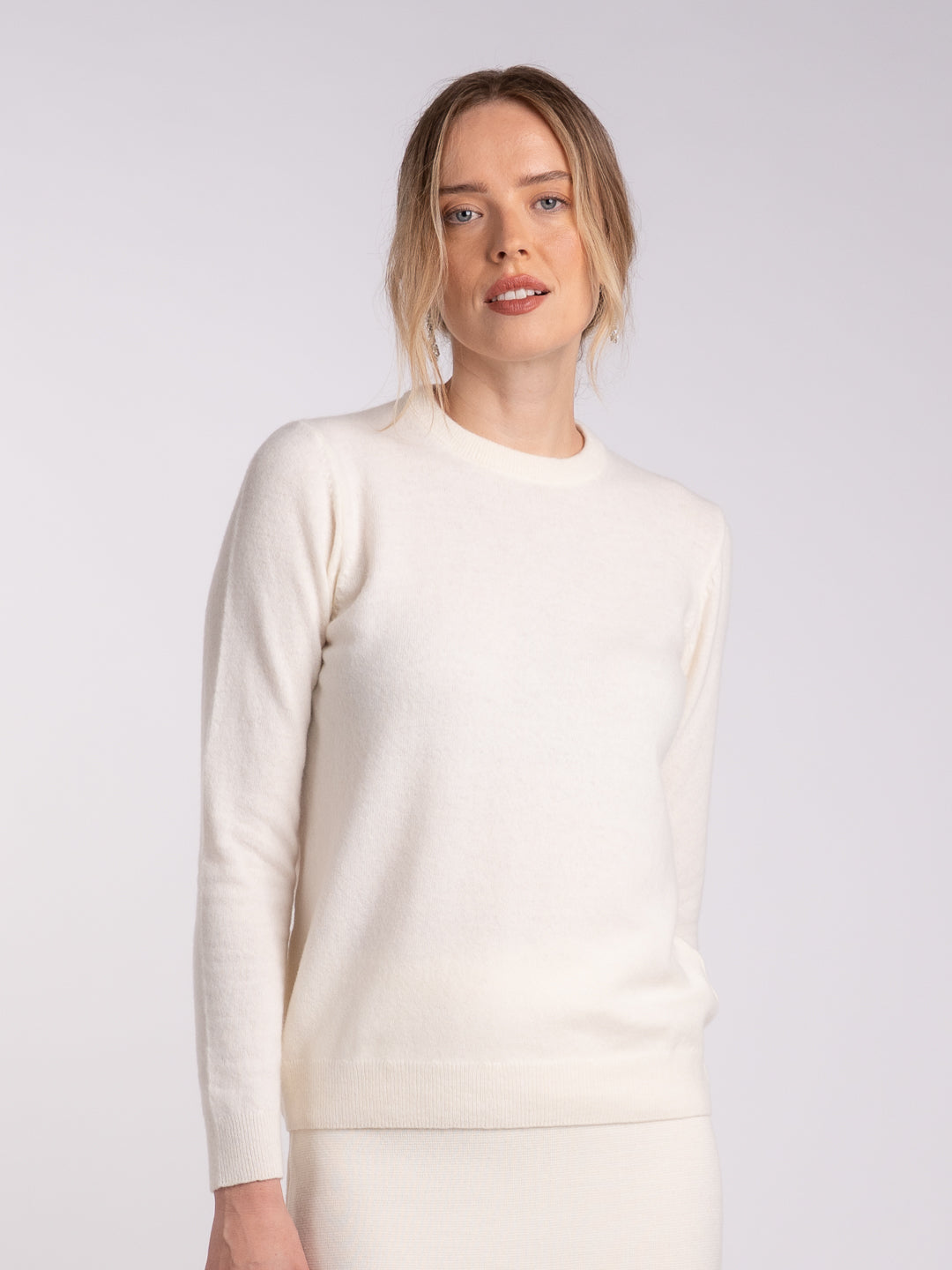 Camisola de Malha em Lambswool - Branco Pérola