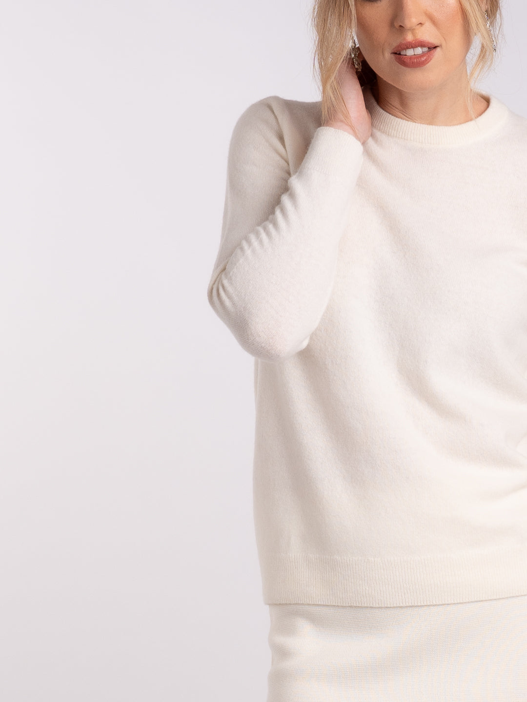 Camisola de Malha em Lambswool - Branco Pérola