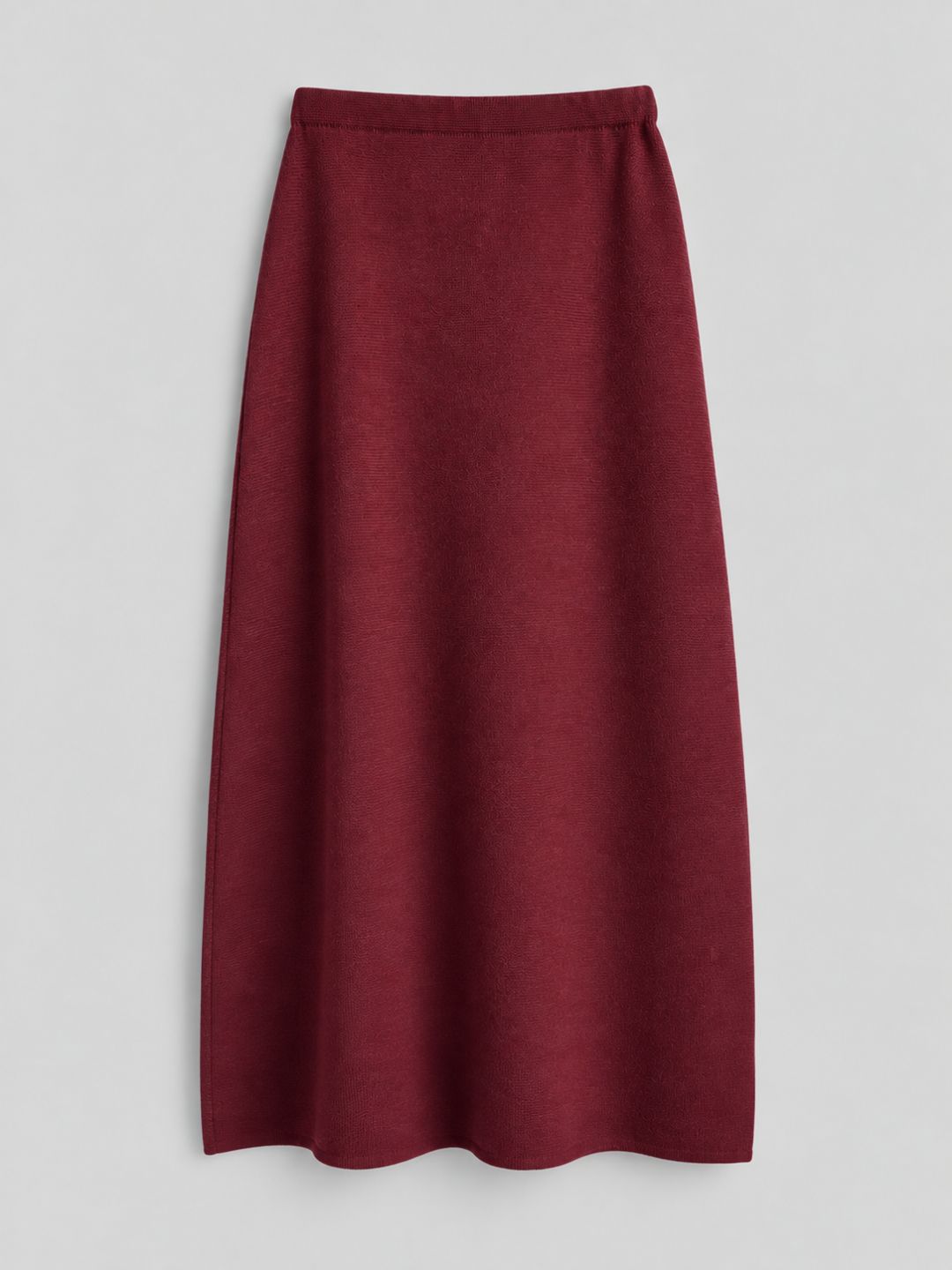 Falda midi para mujer en color burdeos, confeccionada en lana merina y algodón orgánico de Achega