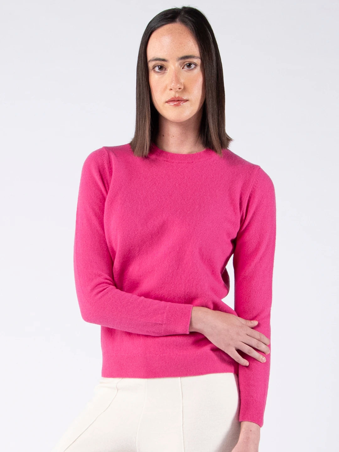 Lambswool Knit Sweater - Fuchsia Pink