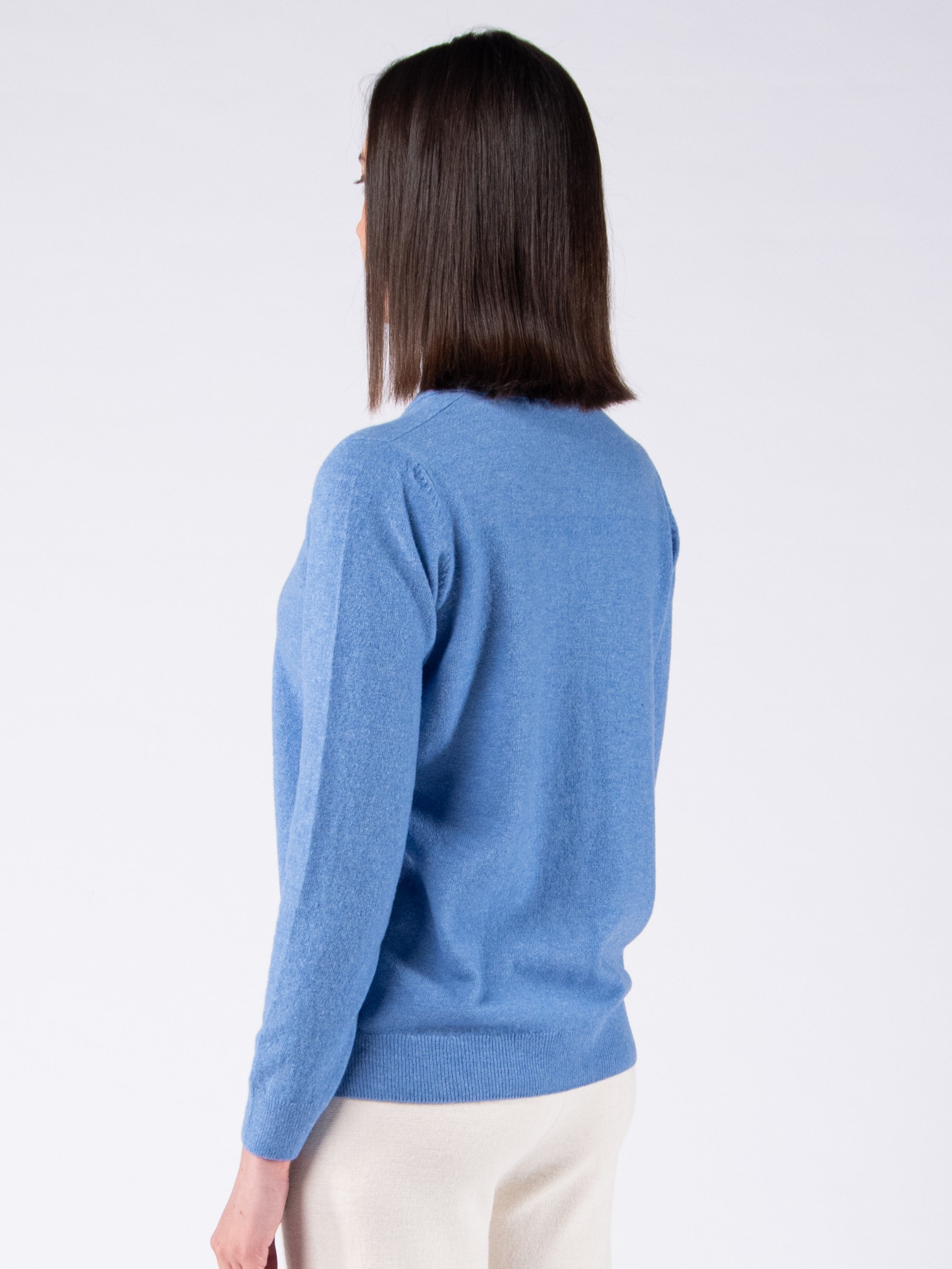 Lambswool V-Neck Cardigan - Sky Blue