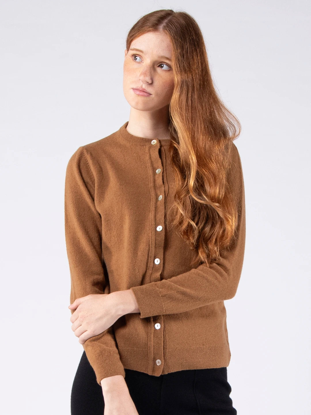 Chaqueta de lana de cordero con cuello redondo - Cigar