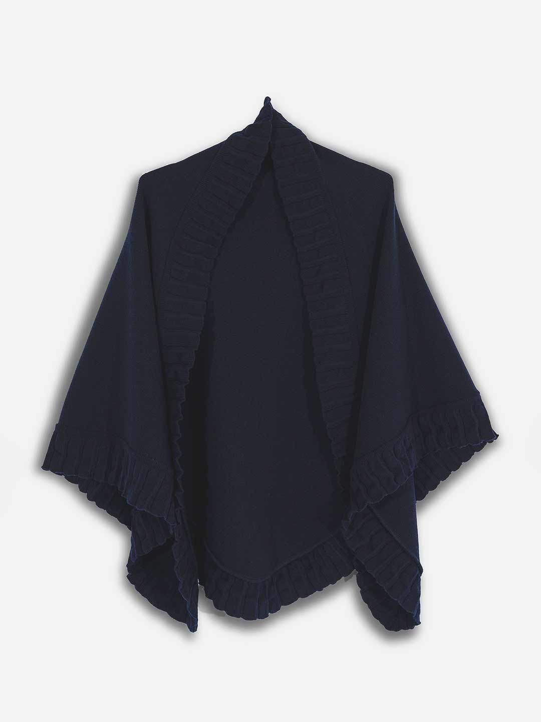 Beaked Shawl with Frill in Lambswool