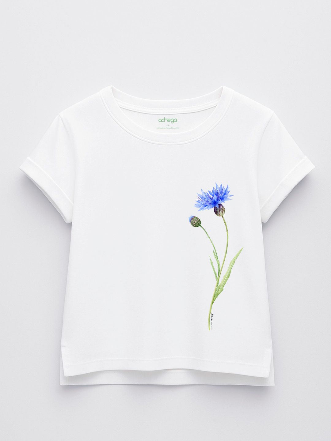 T-shirt Flor de Ciano em 100% Algodão