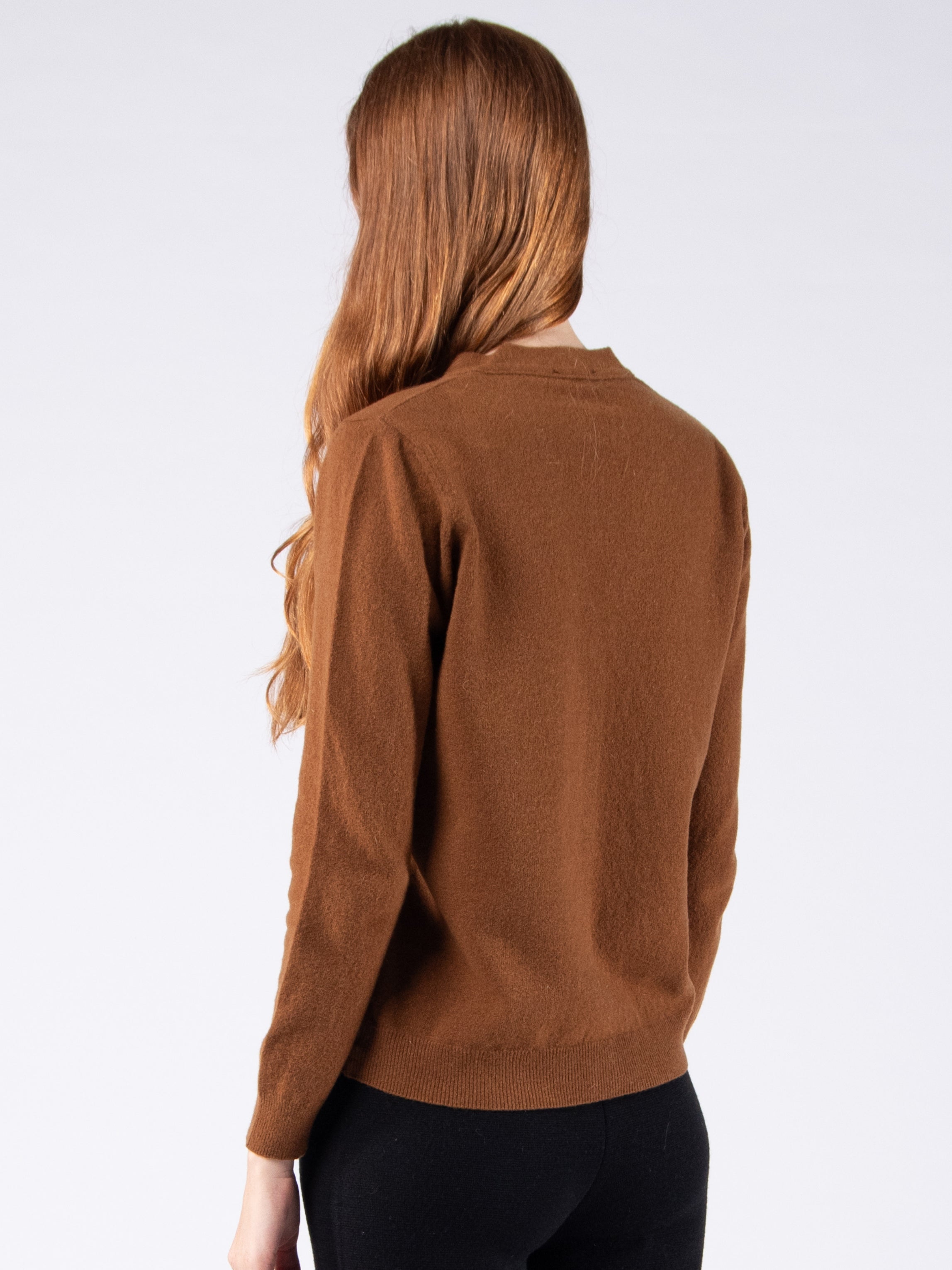 Lambswool V-neck Cardigan - Cigar