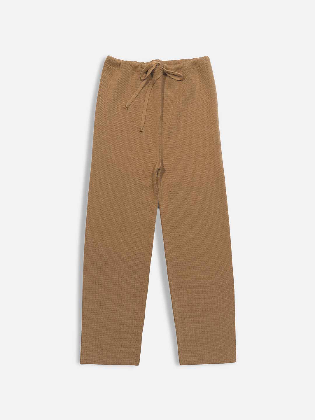 Plain Pants with Tie in Merino Wool