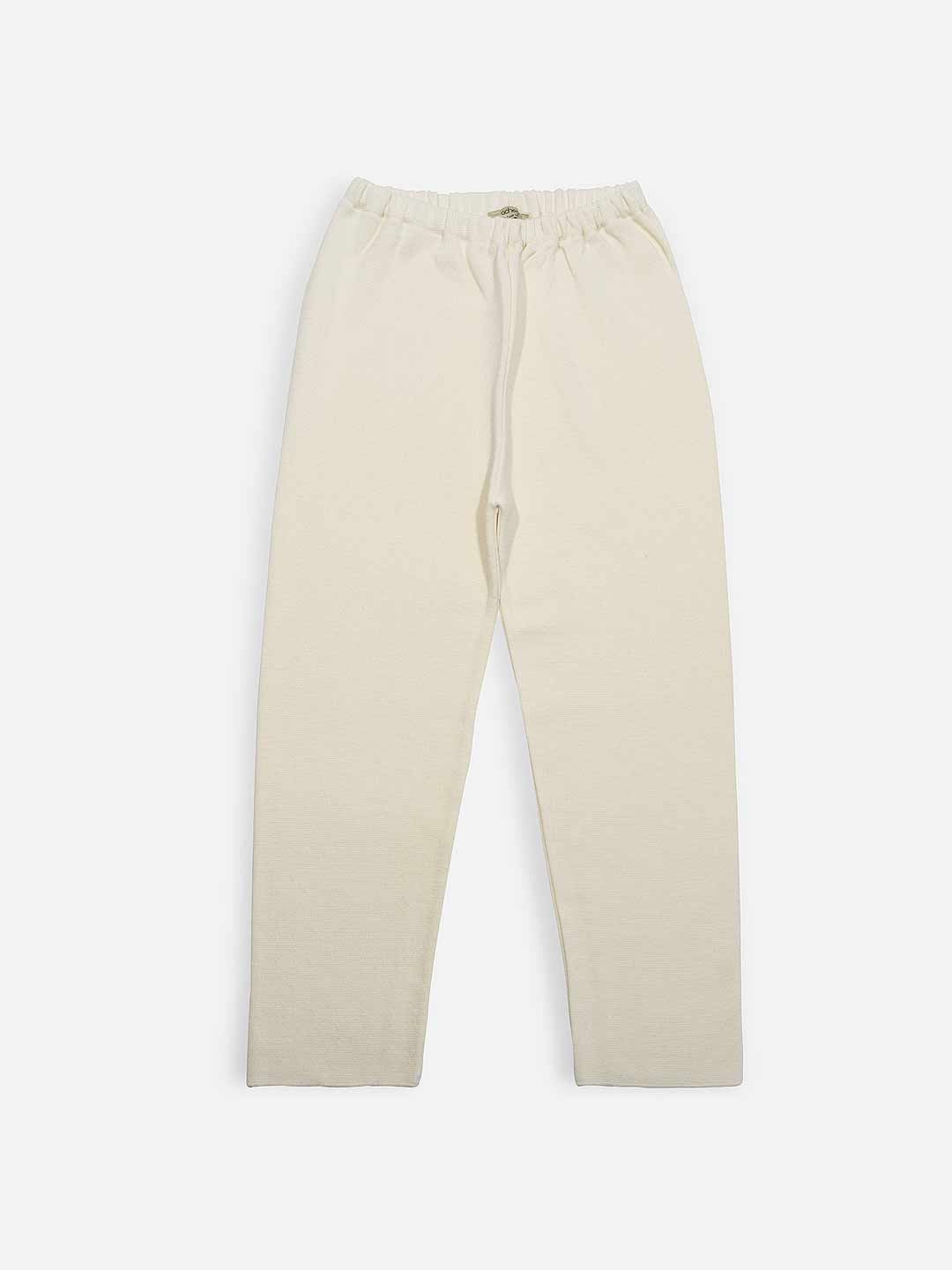 Plain Trousers with Elastic Waistband in Merino Wool