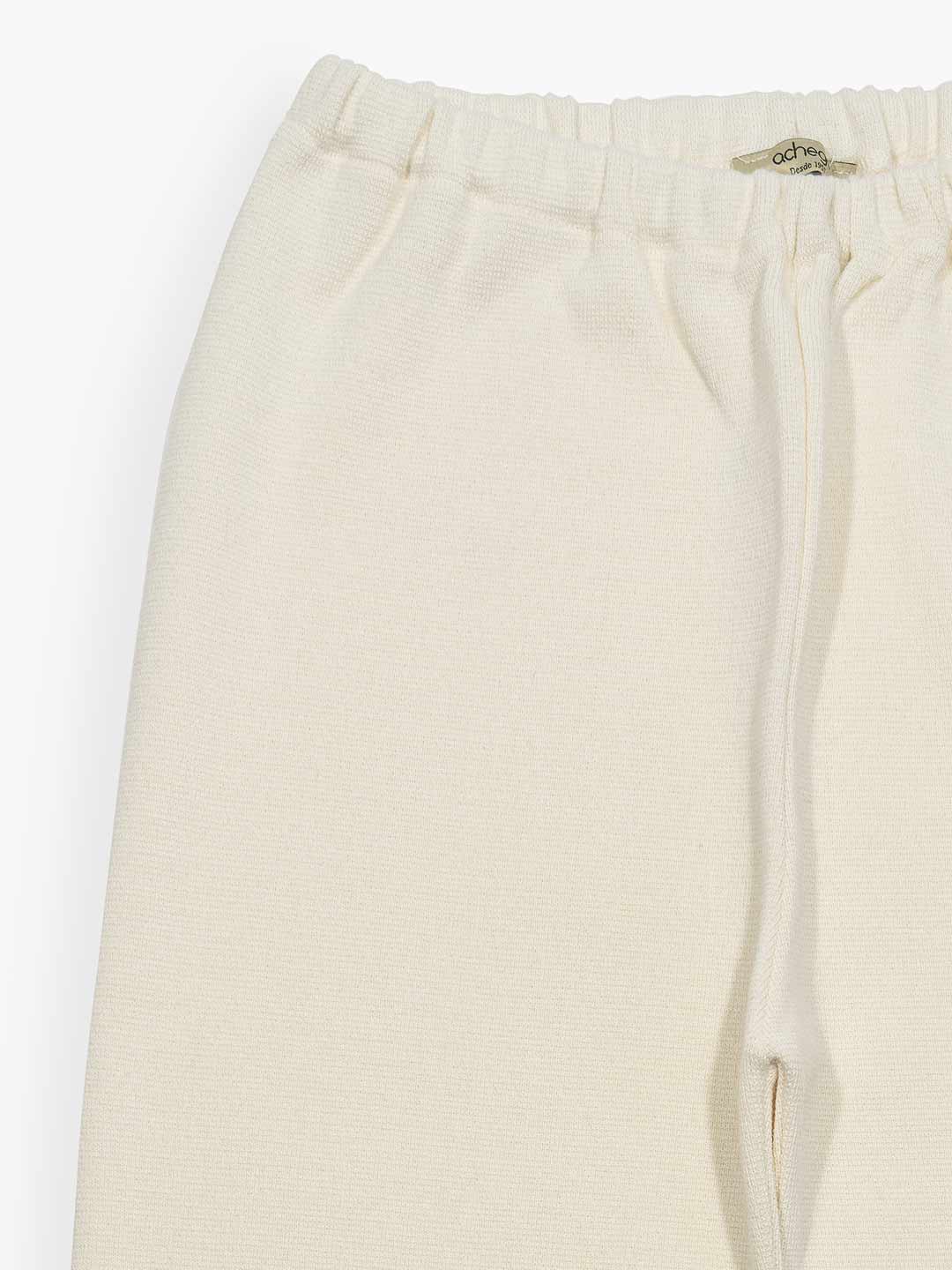 Pantalón liso con cintura elástica de lana merina