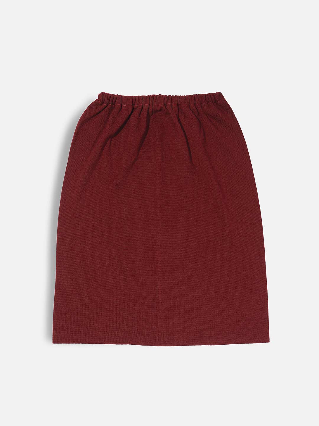 Plain Midi Skirt with Elastic Waist in Merino Wool