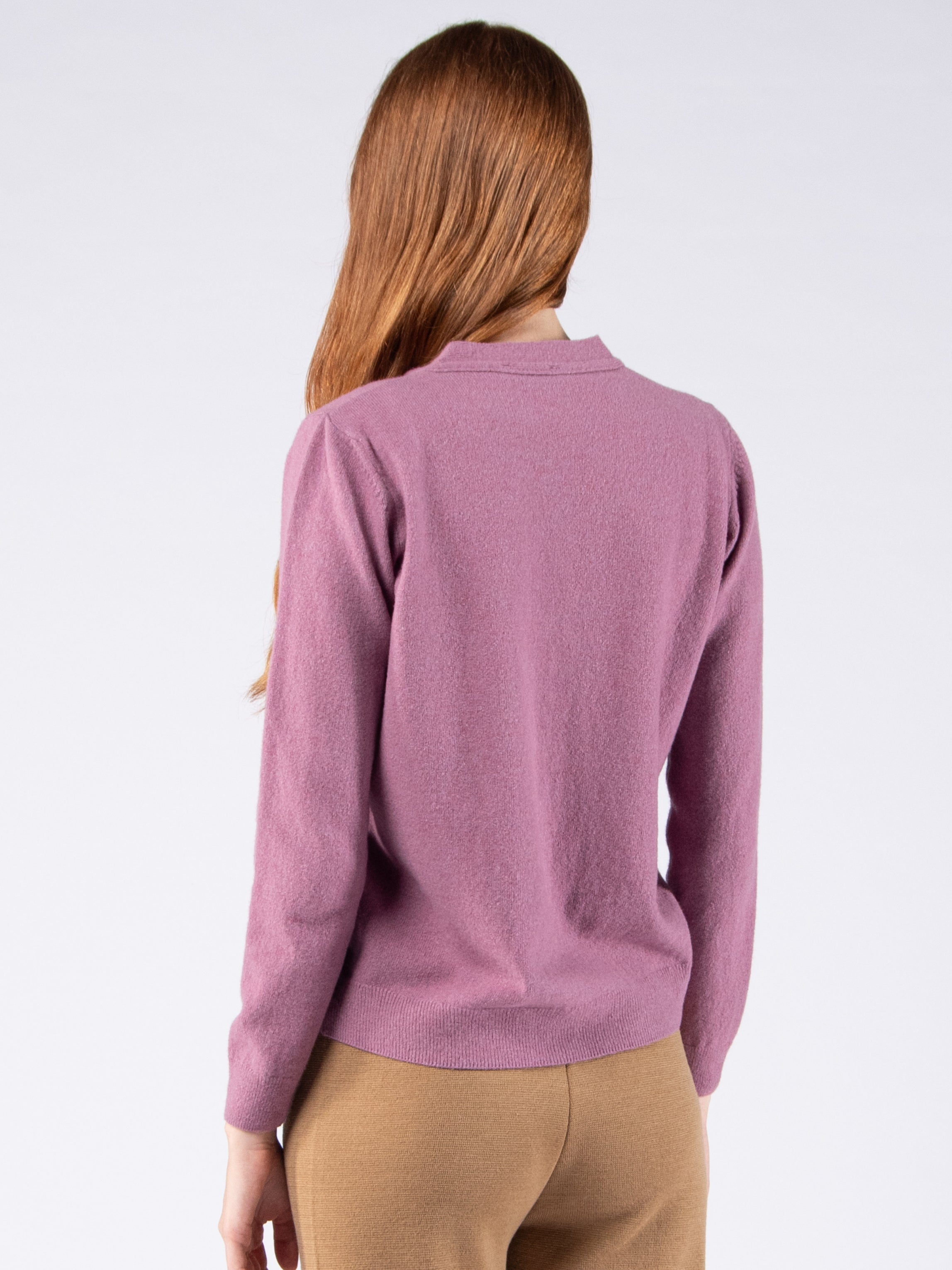 Lambswool V-neck Cardigan - Lavender
