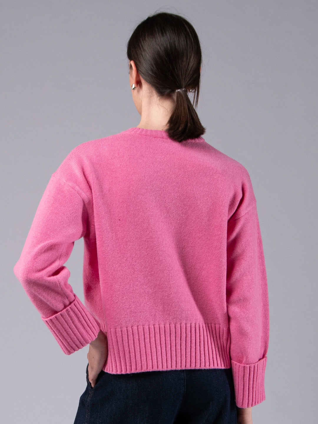 Camisolão Chunky em Lambswool - Rosa Lady