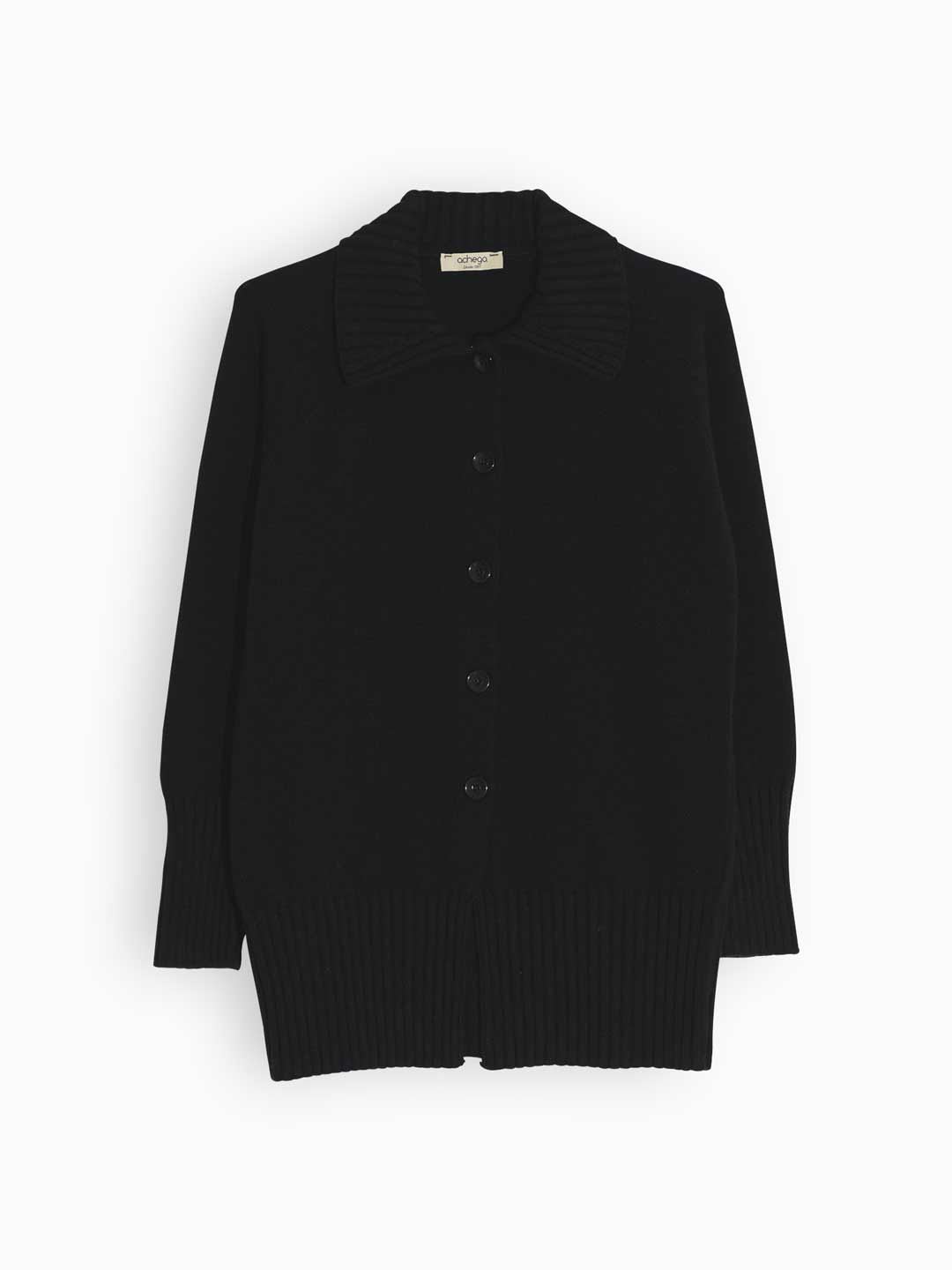 Jacket with Shirt Collar and Buttons in Lambswool