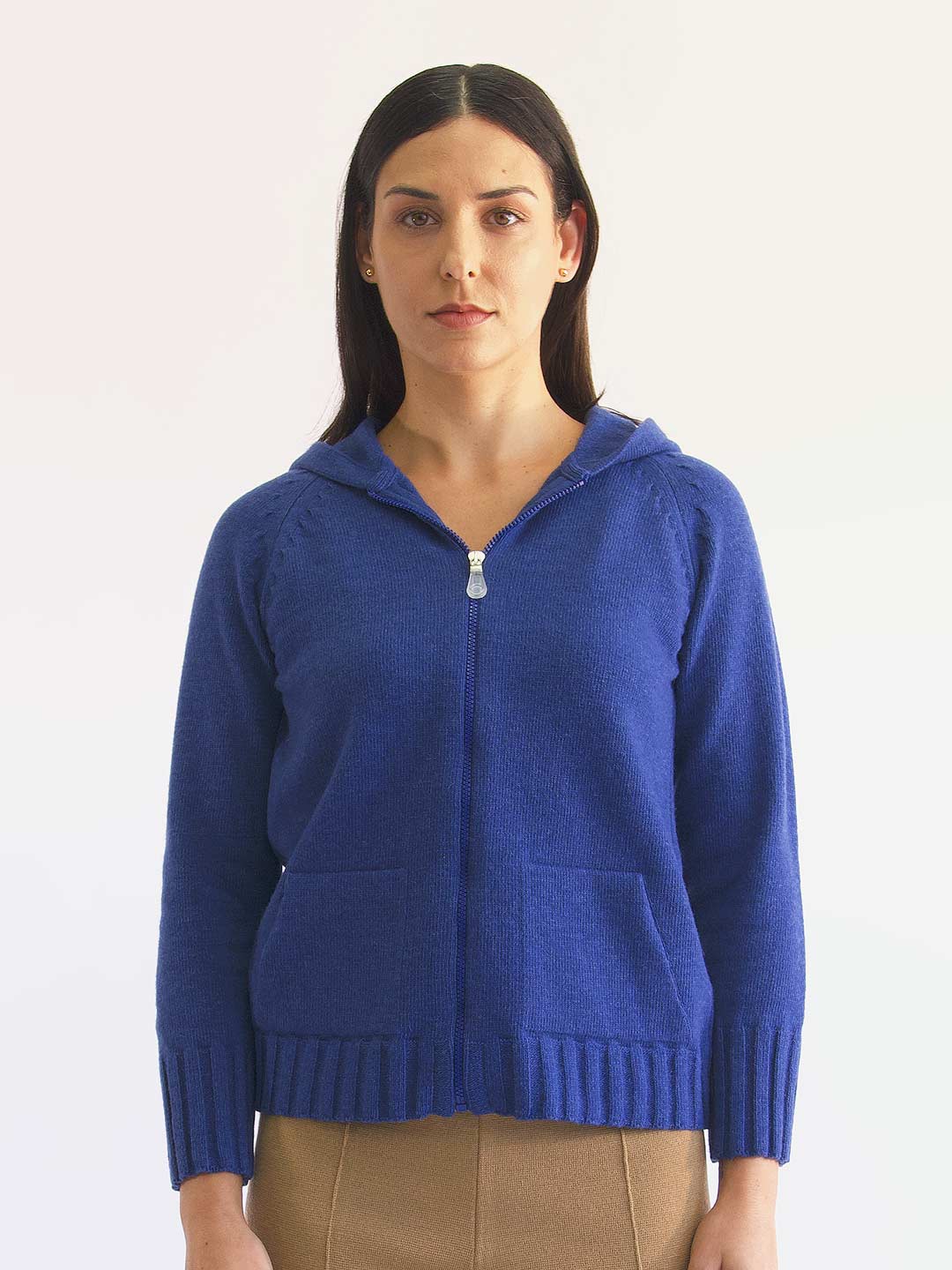 Cardigan with Lambswool hood and zipper