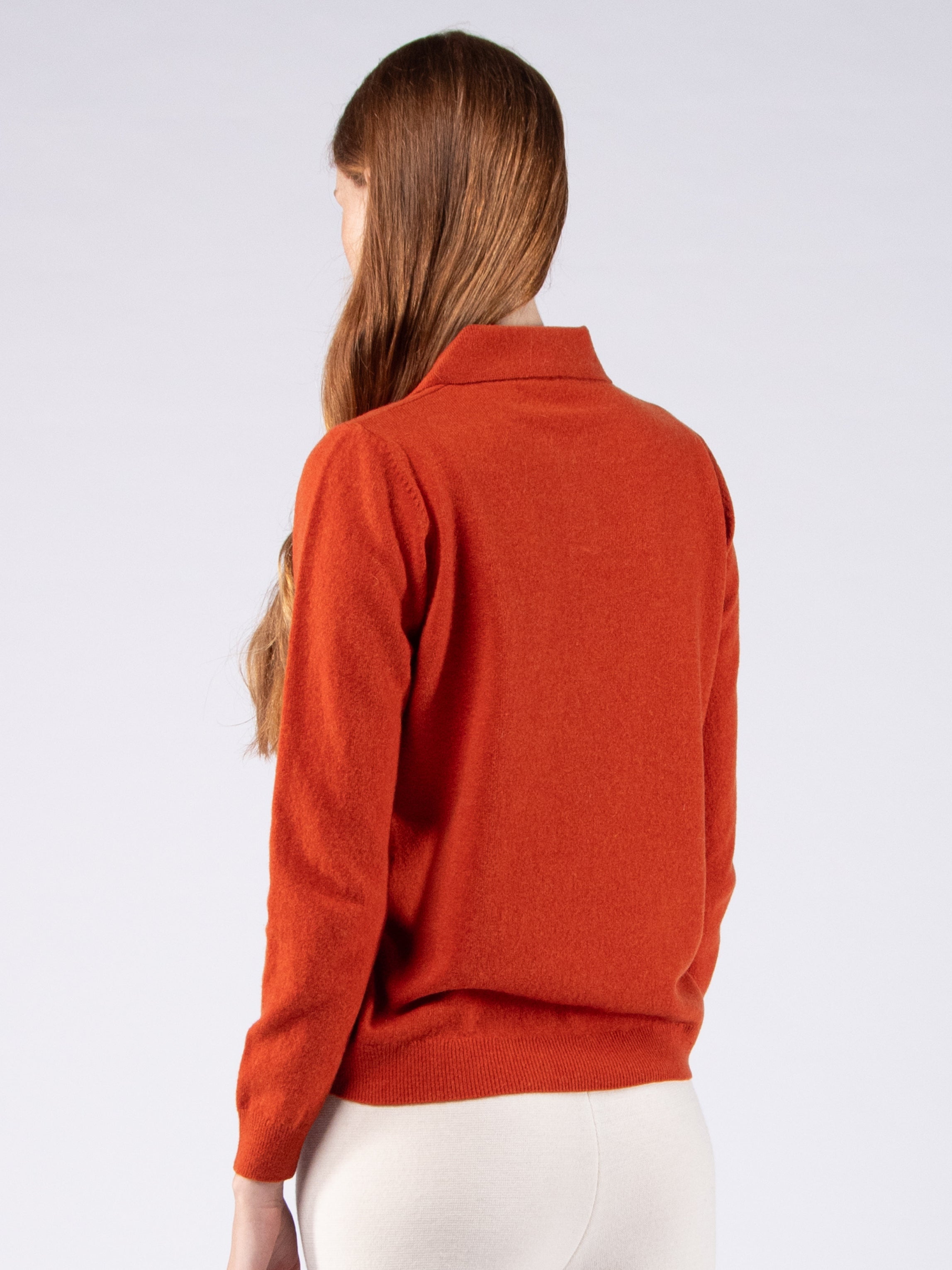 Polo de 2 Botões em Lambswool - Laranja