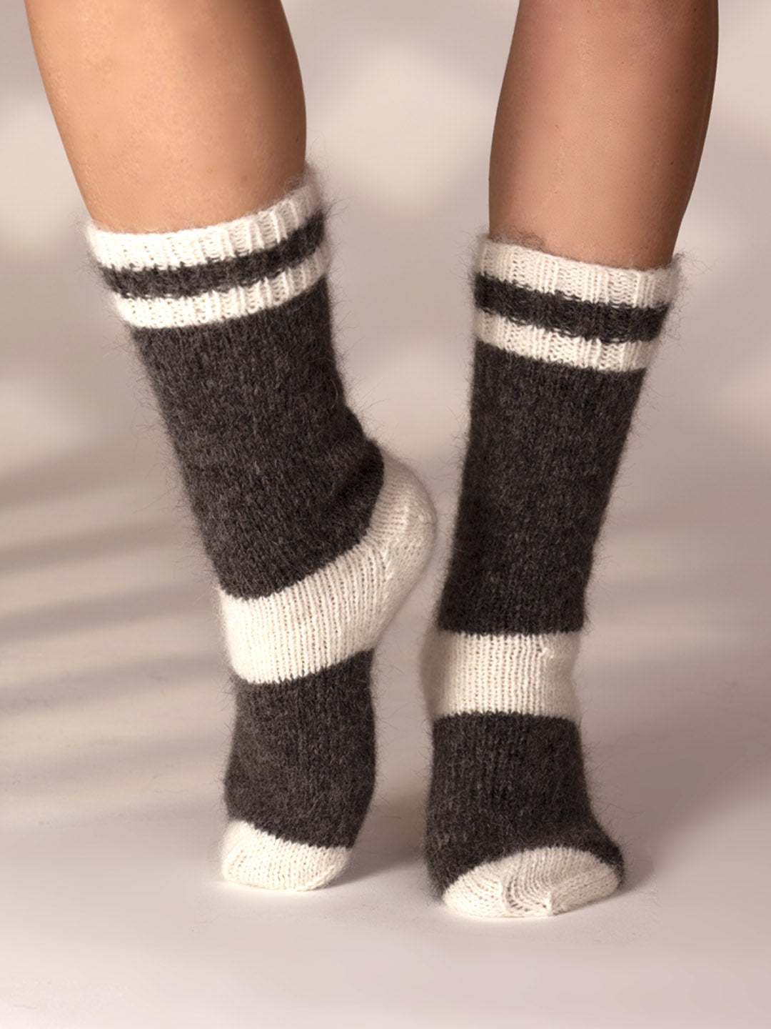 Anthracite grey striped alpaca socks