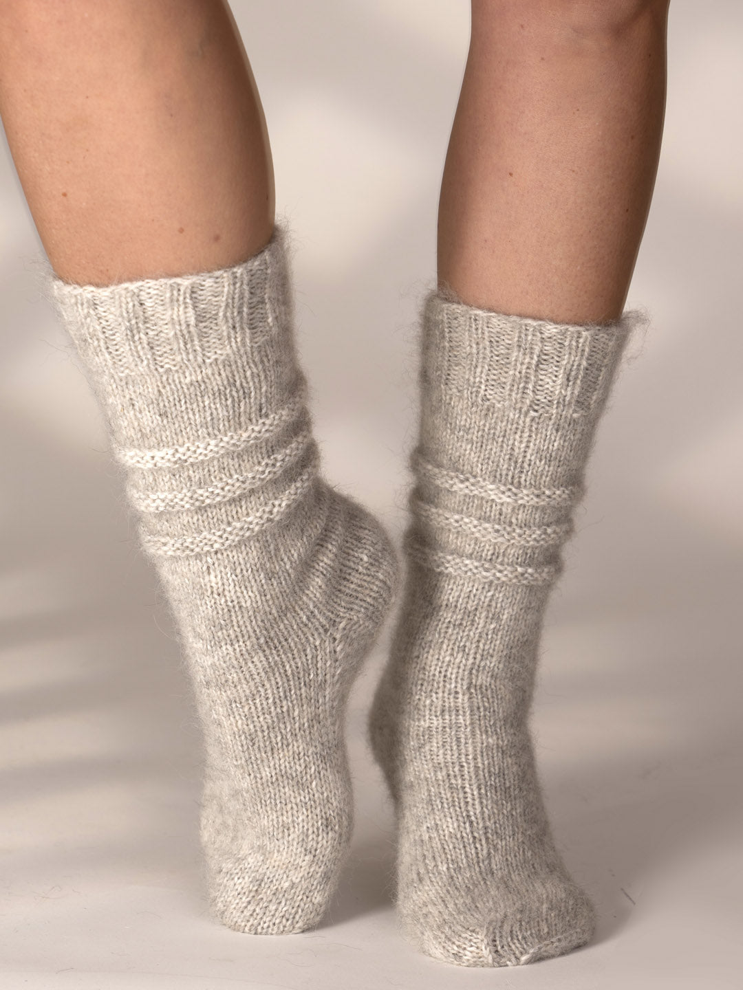 Calcetines de alpaca trenzada gris claro