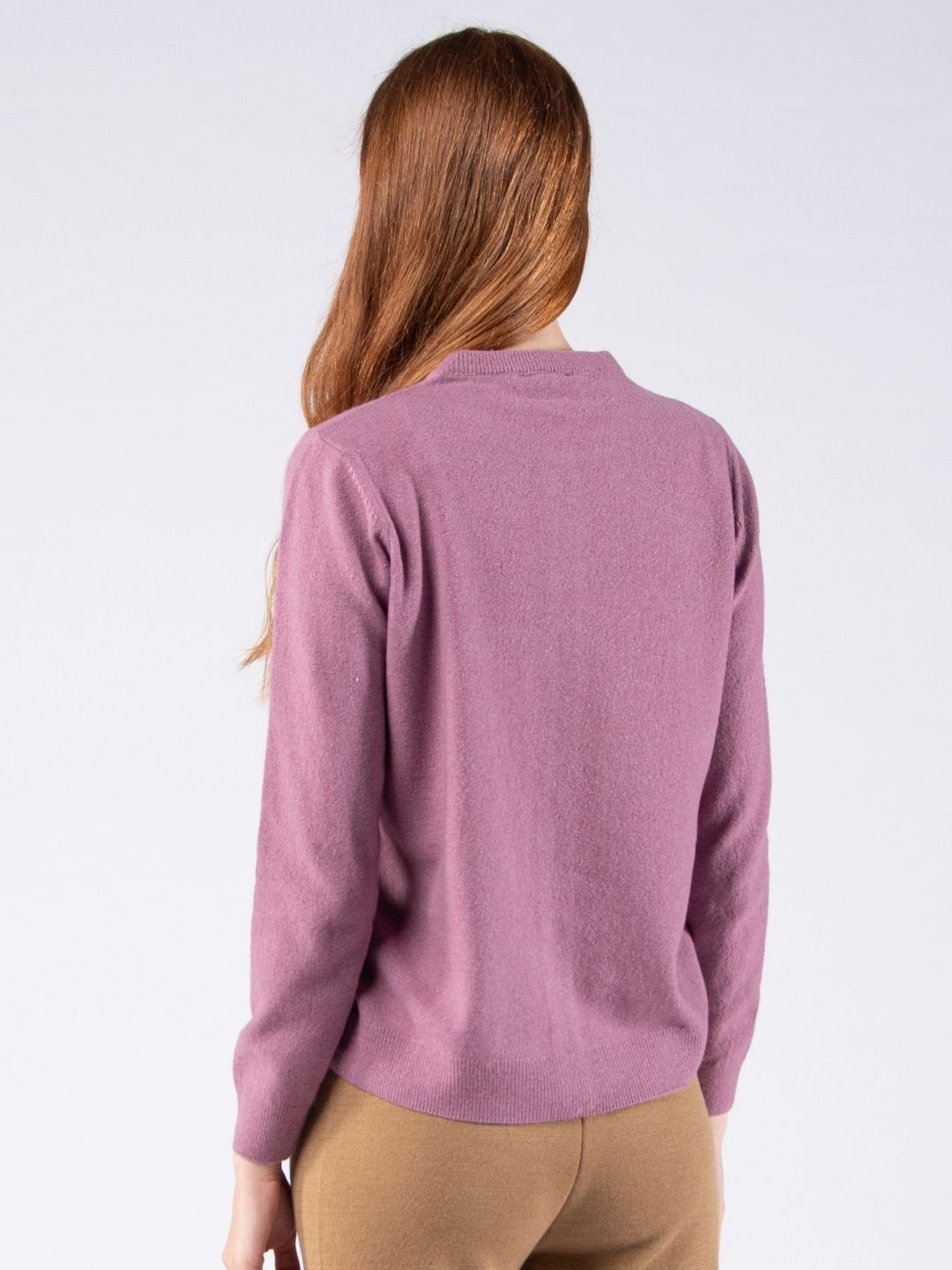 Chaqueta con cuello redondo en lana de cordero - Lavanda