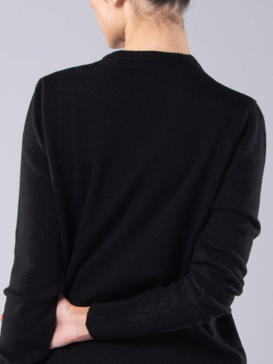 Round Neck Knit Sweater Cashmere Black