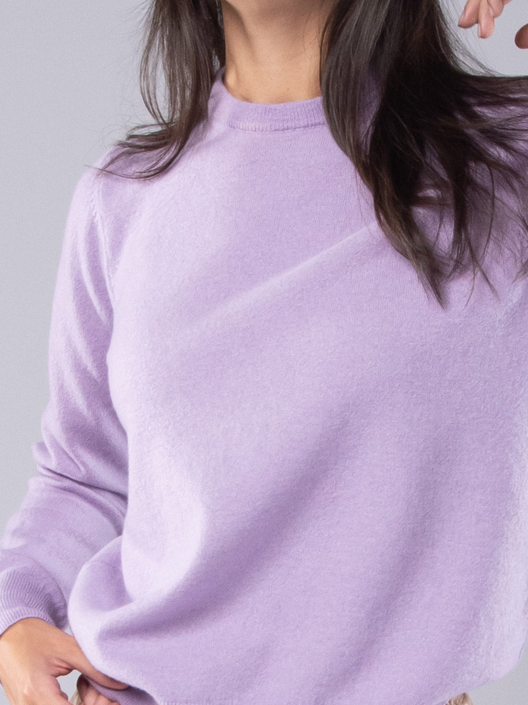 Jersey de cuello redondo Cashmere Lavanda