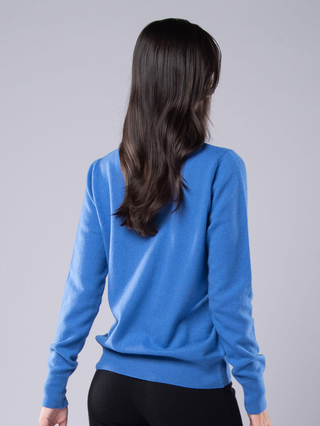 Round Neck Knit Sweater Cashmere Cobalt Blue