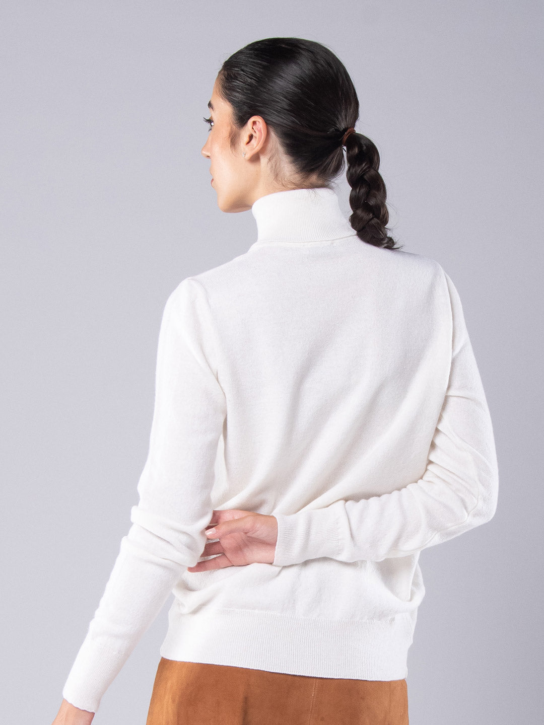 Jersey de cuello alto Cashmere Crisp blanco