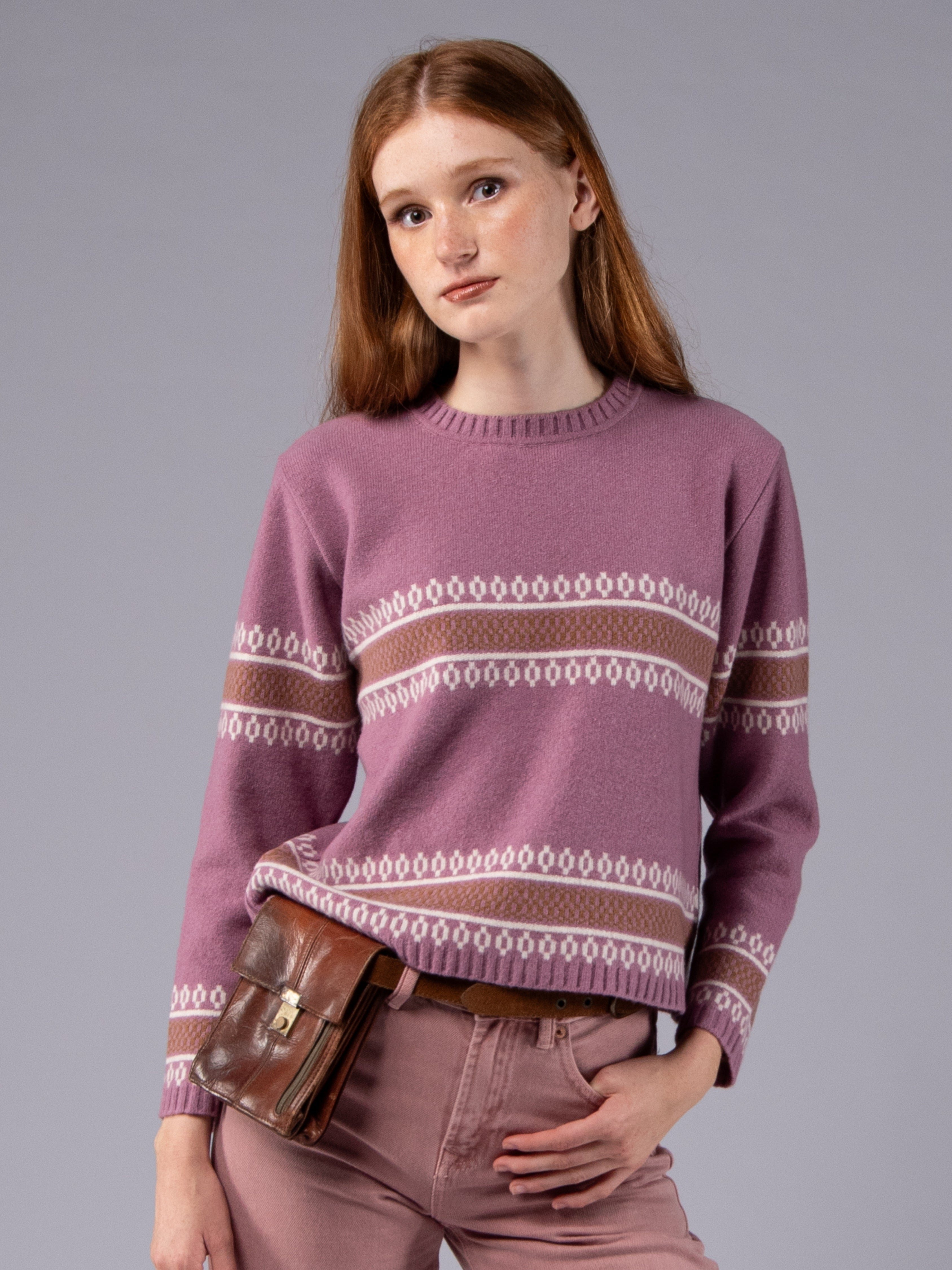 Camisola de Malha Jacquard Étnico - Alfazema