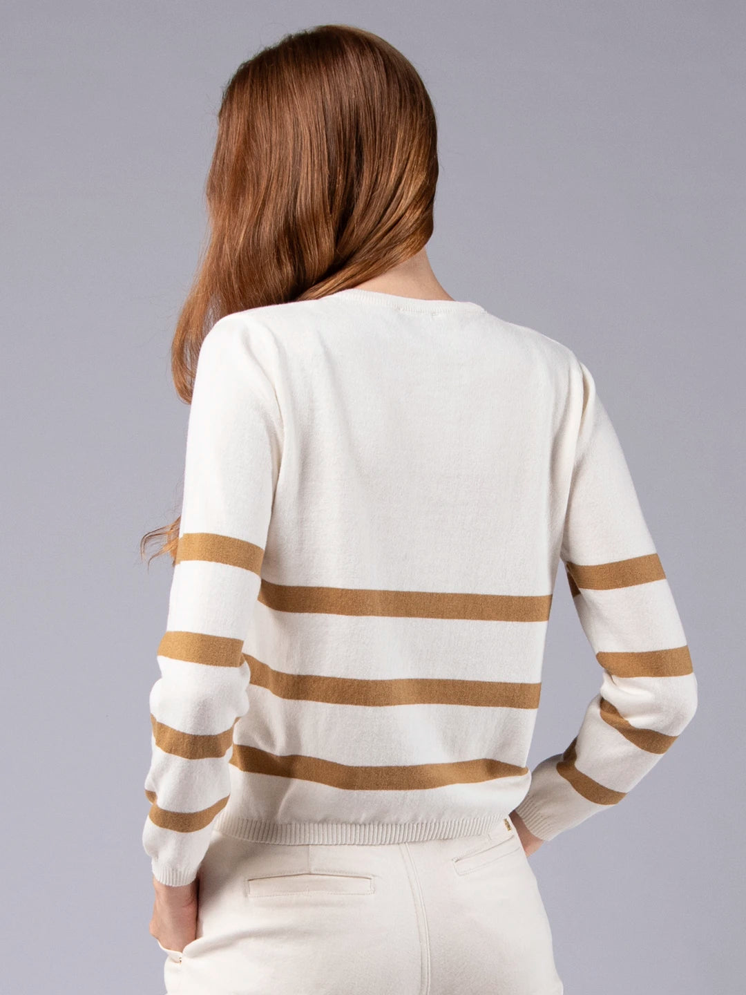Camisola de Riscas em Lã Merino e Algodão Orgânico