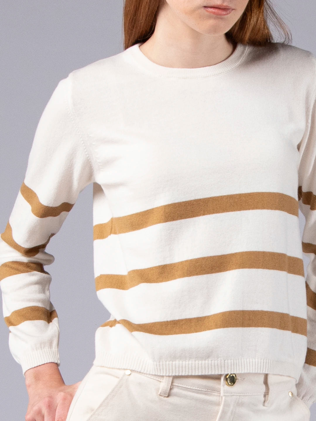 Camisola de Riscas em Lã Merino e Algodão Orgânico