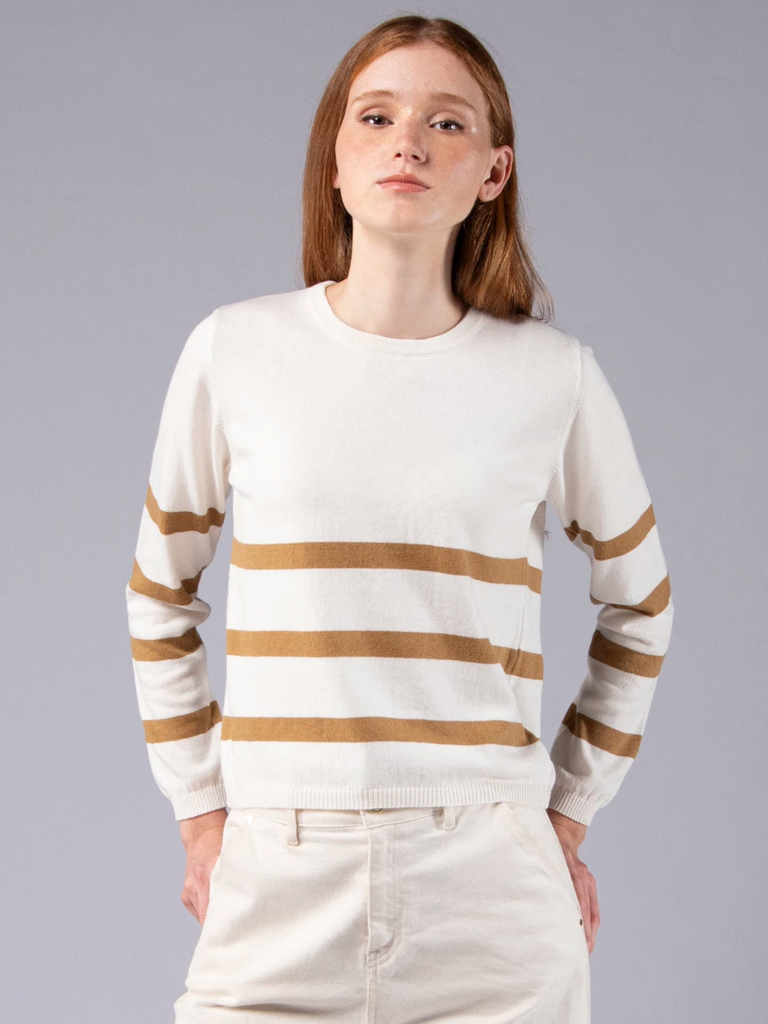 Camisola de Riscas em Lã Merino e Algodão Orgânico