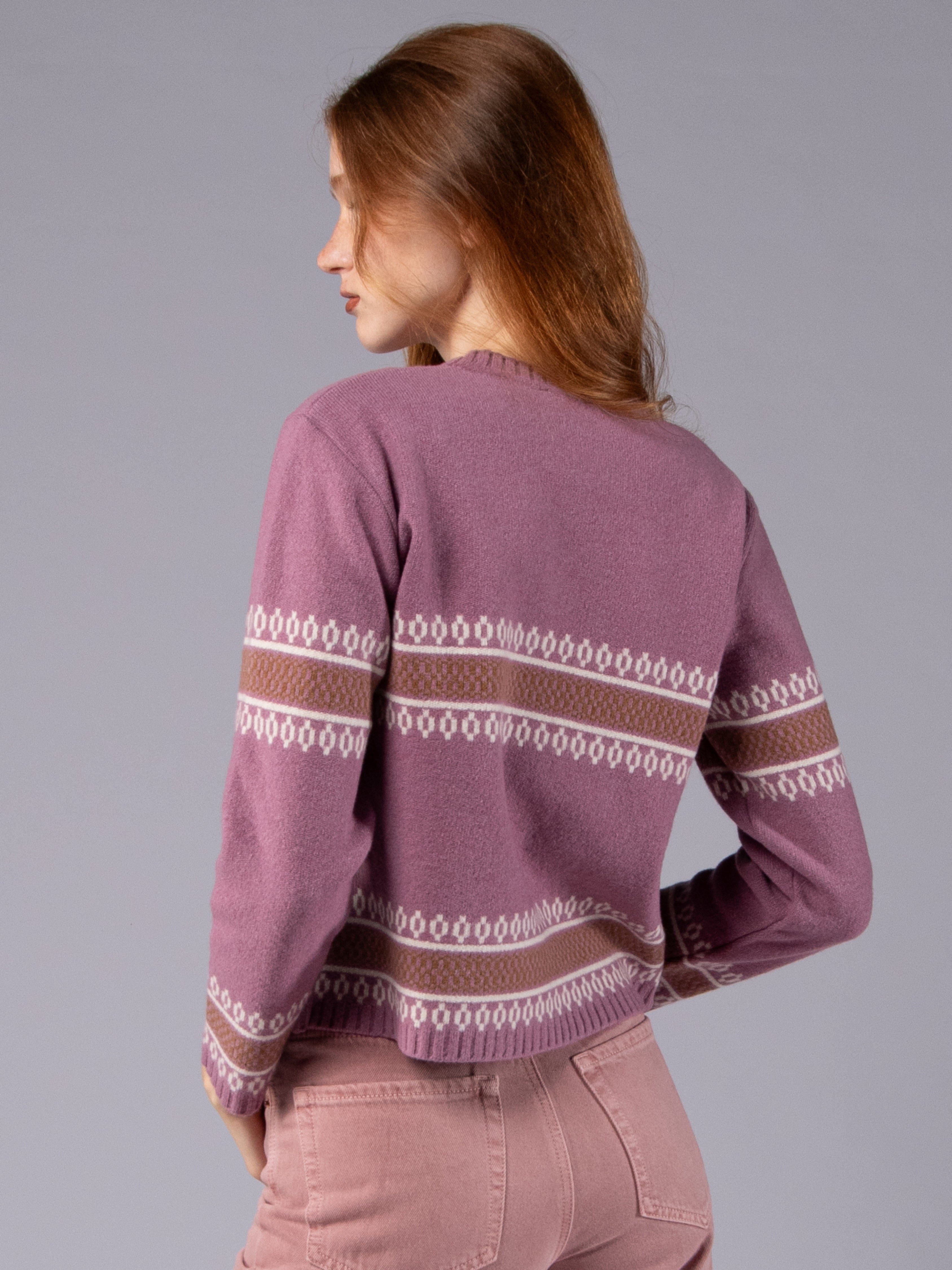 Camisola de Malha Jacquard Étnico - Alfazema