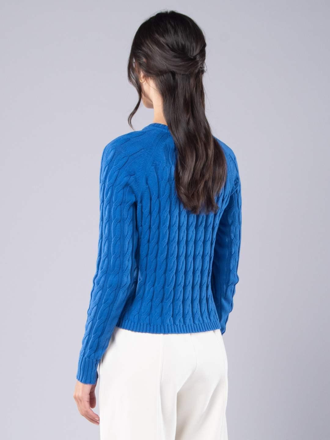 Achega Knitted Sweaters - Women's knitted sweater in cobalt blue organic cotton