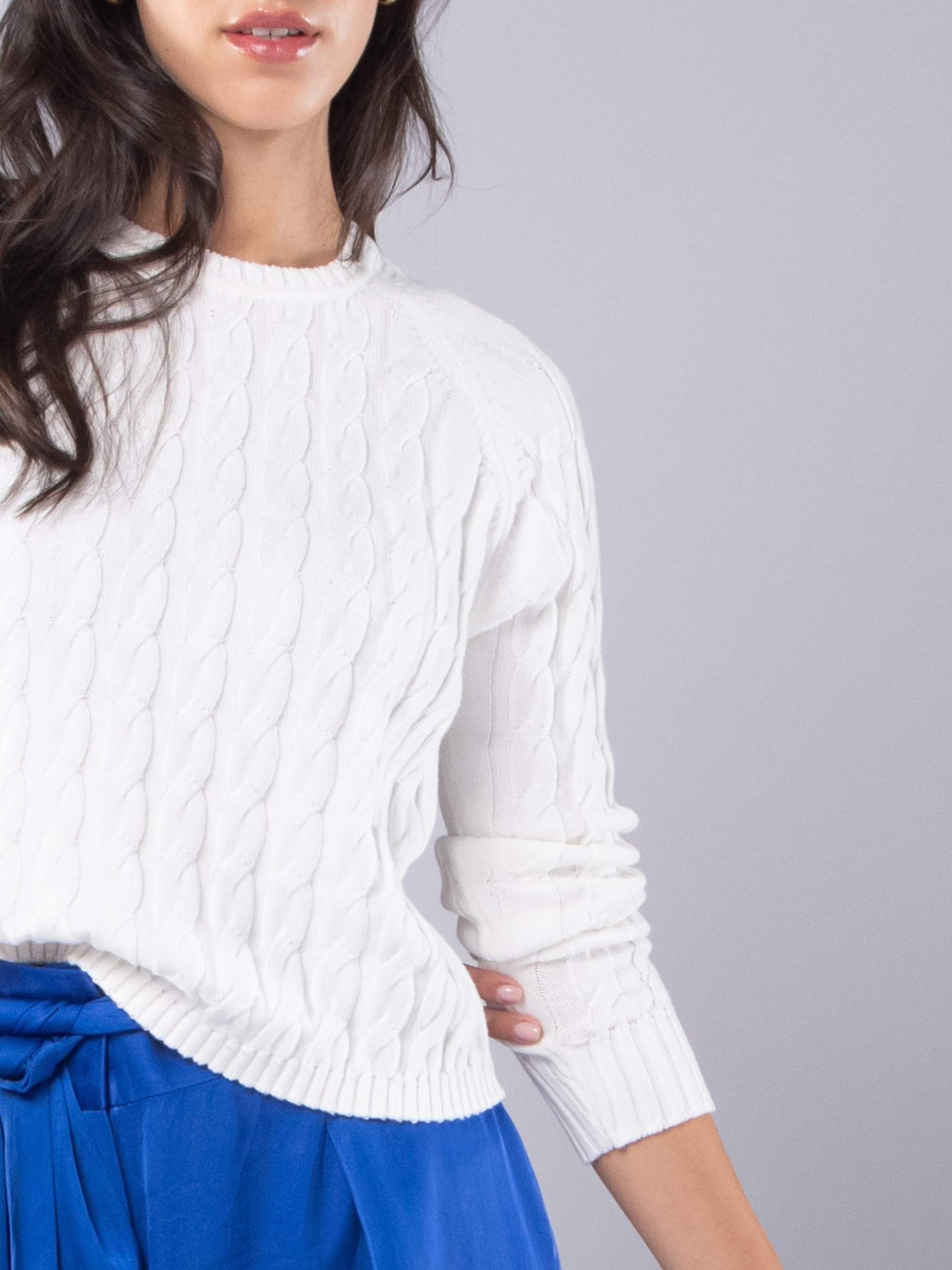 Achega Knitted Sweaters - Women's knitted sweater in white organic cotton