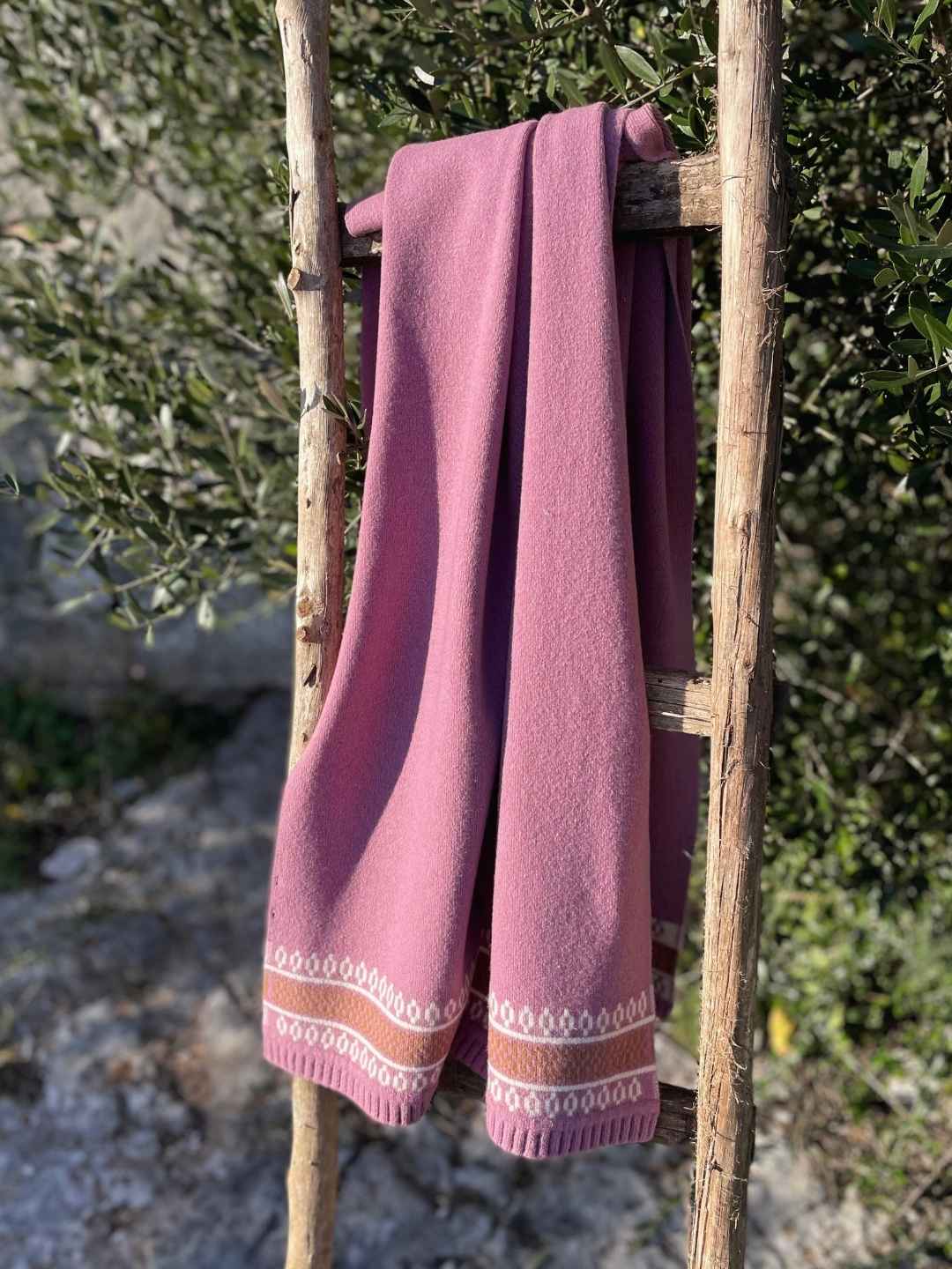 Echarpe de Malha Jacquard Étnico - Alfazema