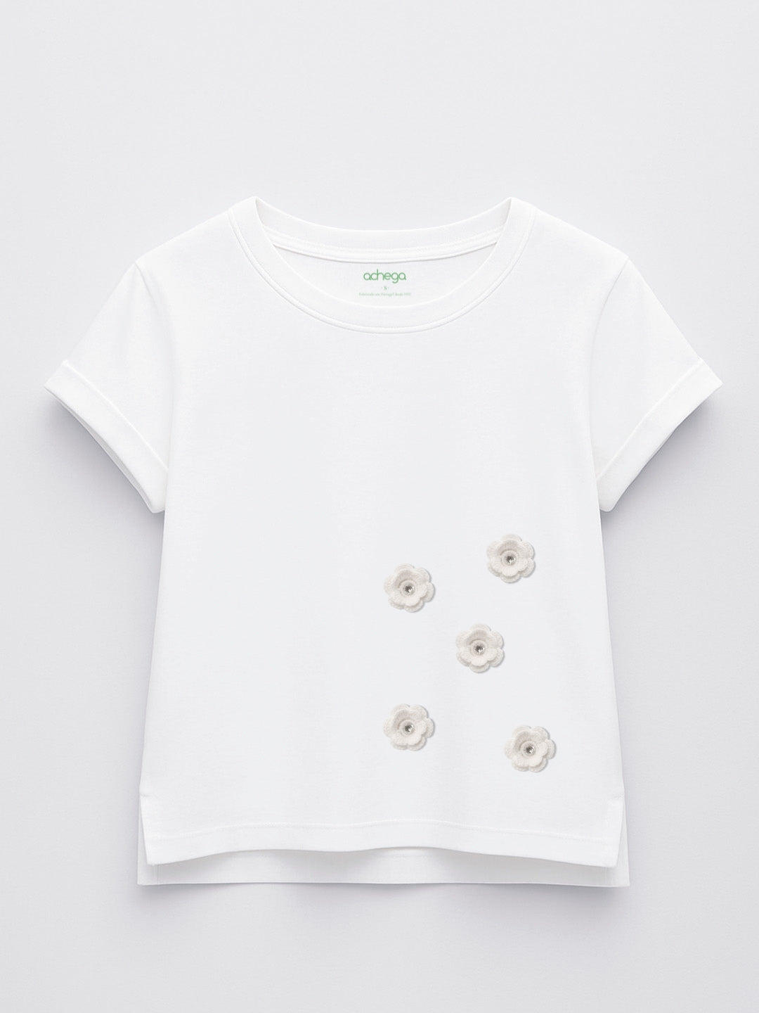 T-shirt Flor de Crochet em 100% Algodão