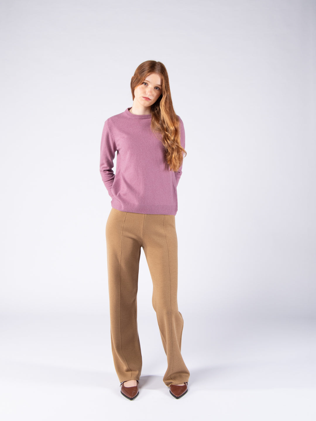 Knitted sweater in Lambswool - Lavender