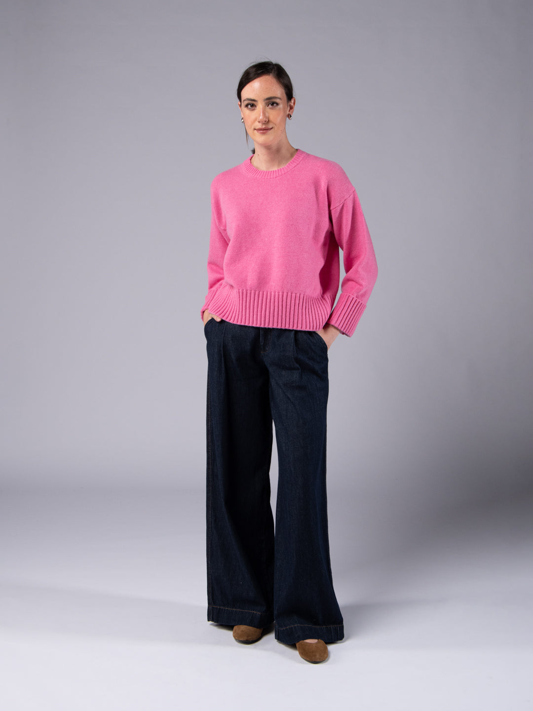 Camisolão Chunky em Lambswool - Rosa Lady
