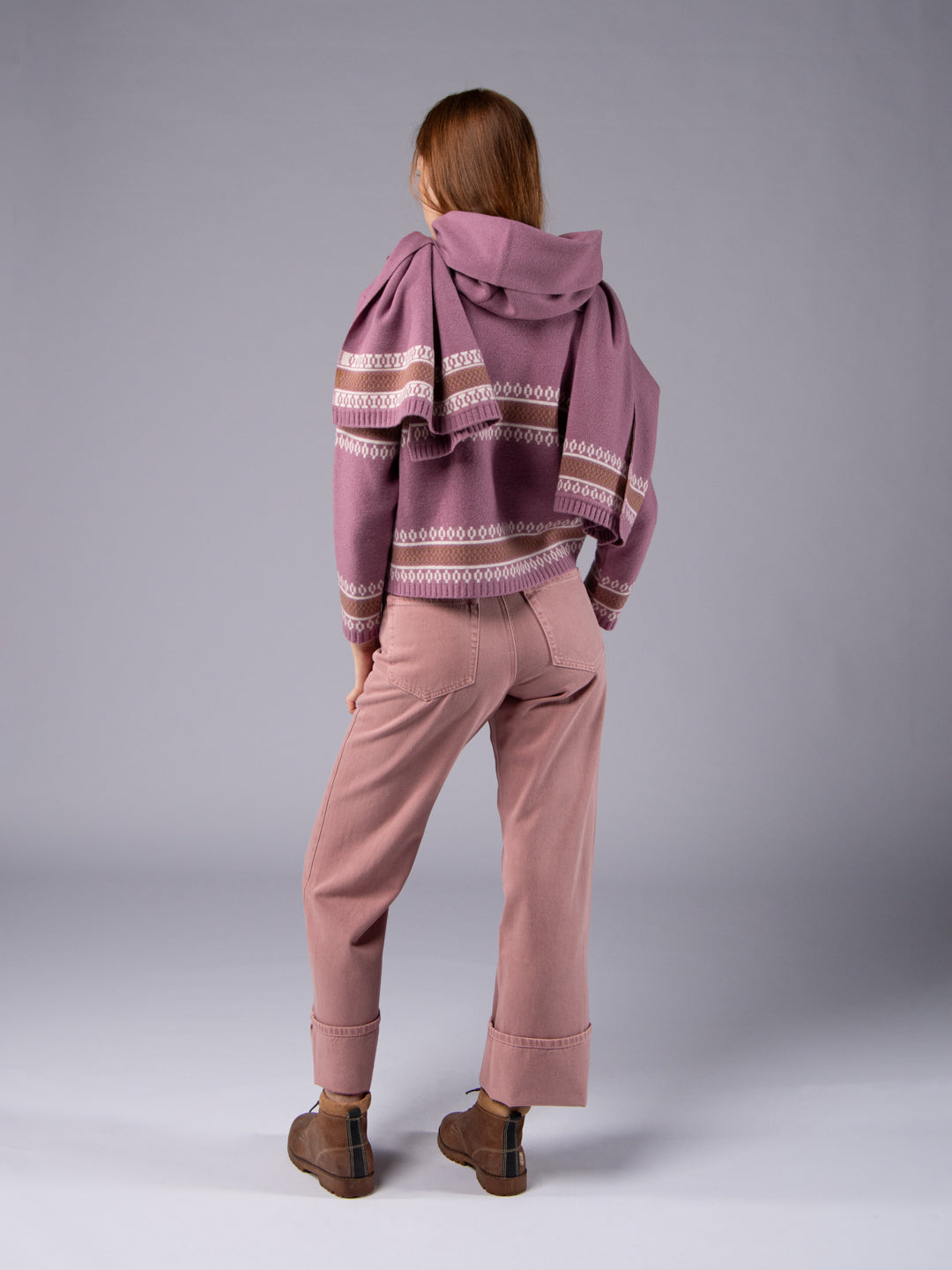 Echarpe de Malha Jacquard Étnico - Alfazema