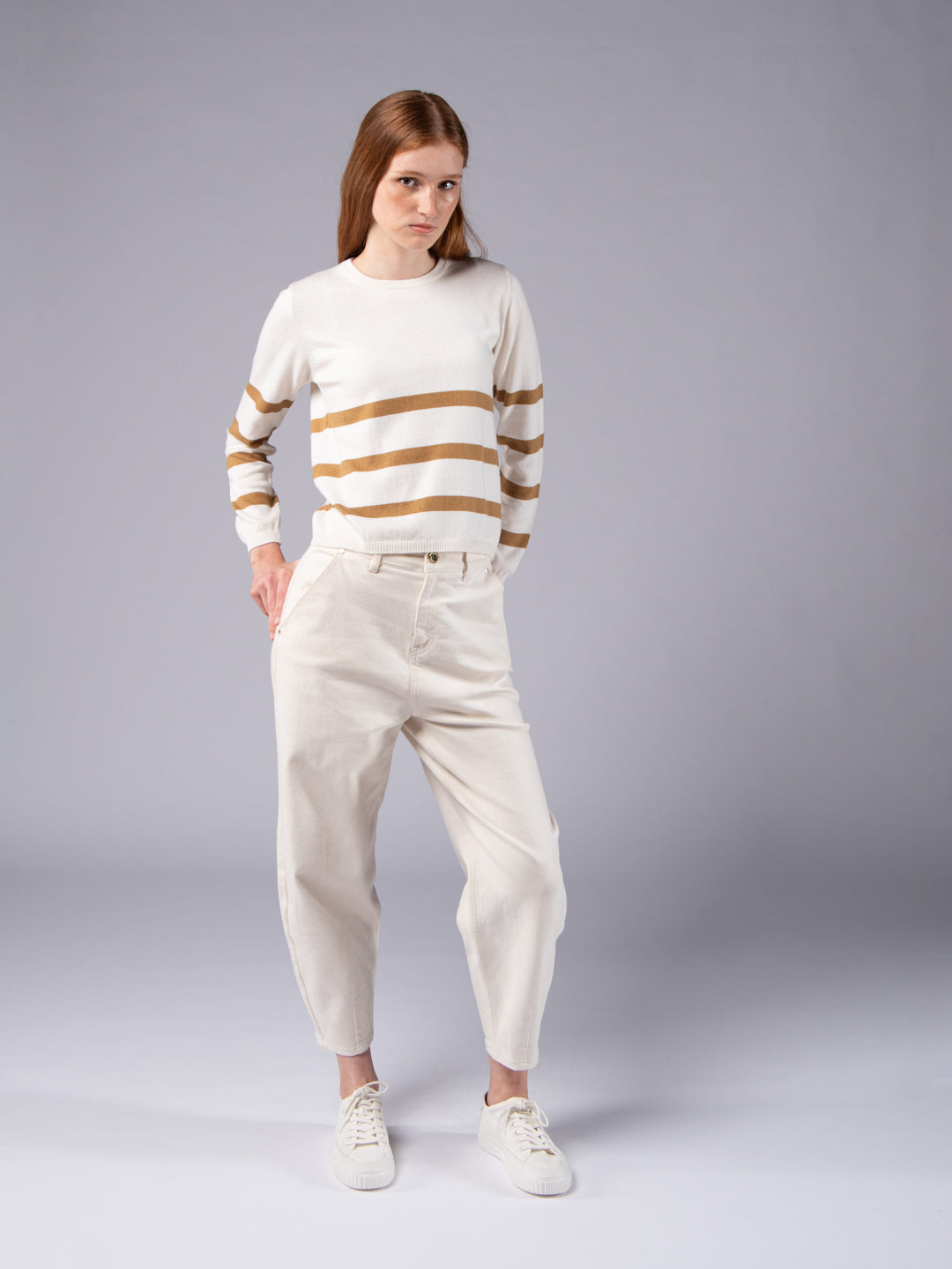 Camisola de Riscas em Lã Merino e Algodão Orgânico