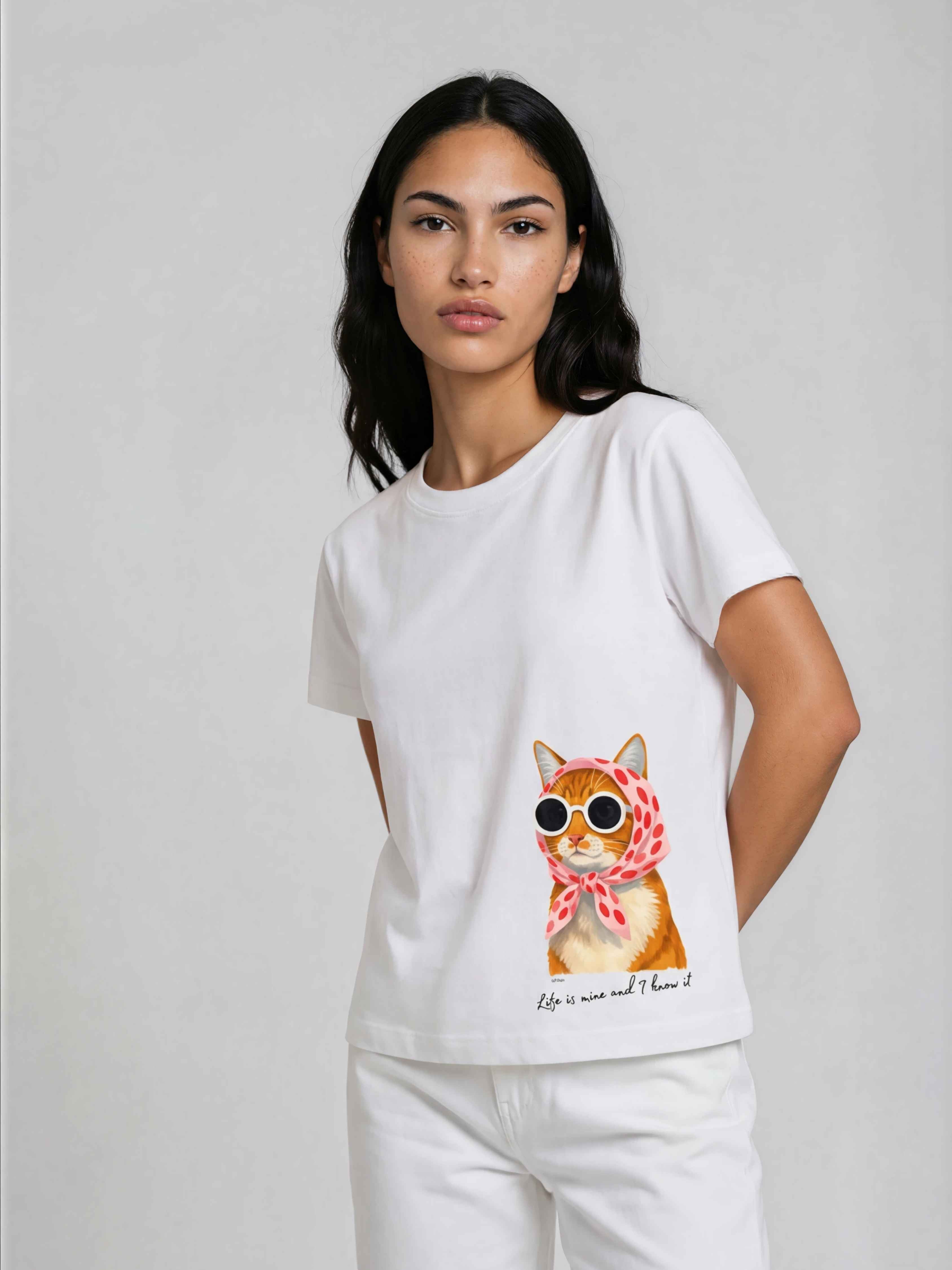 T-shirt elegante achega em 100% Algodão
