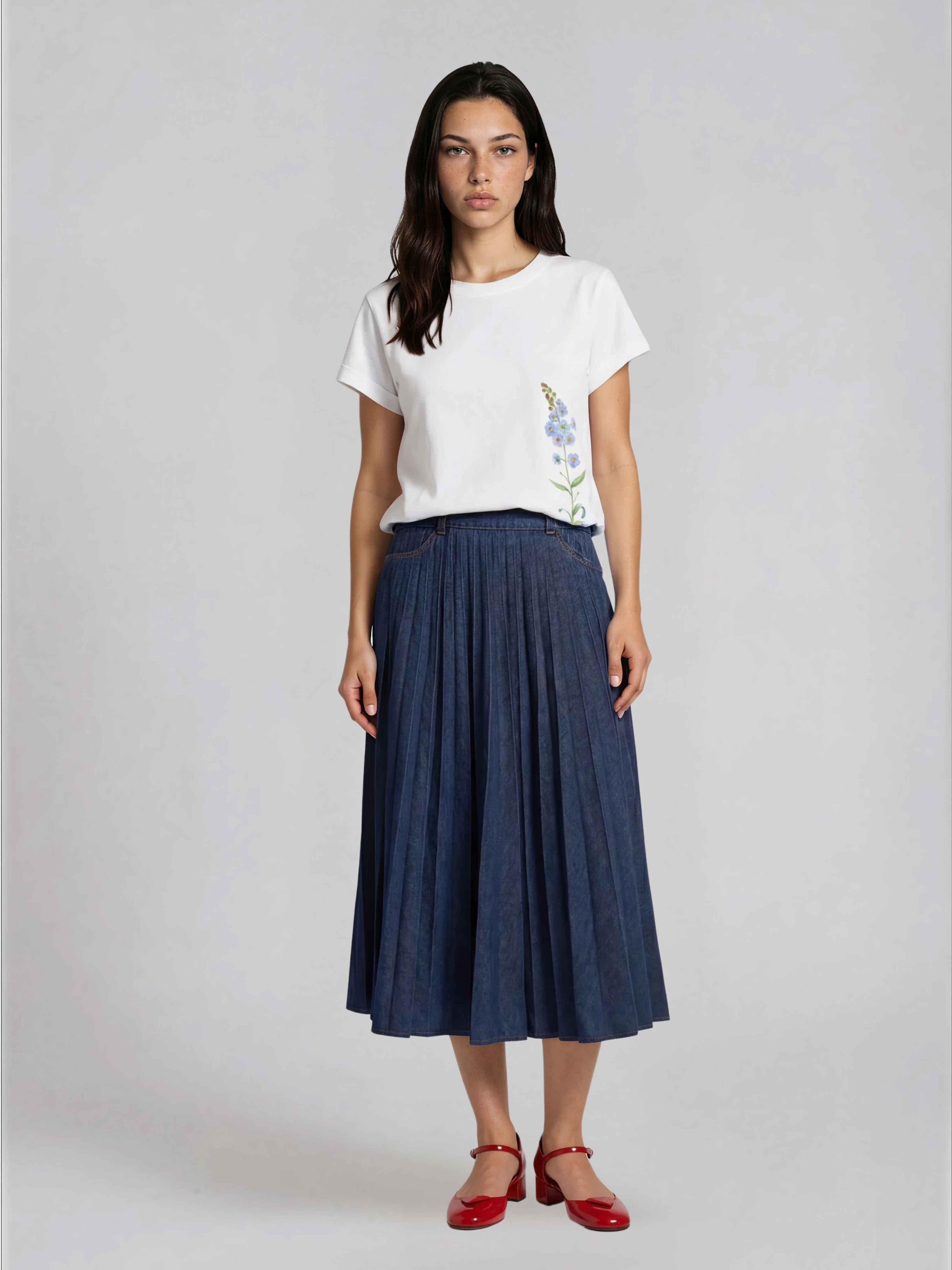 T-shirt elegante Câmpanula Azul 100% Algodão