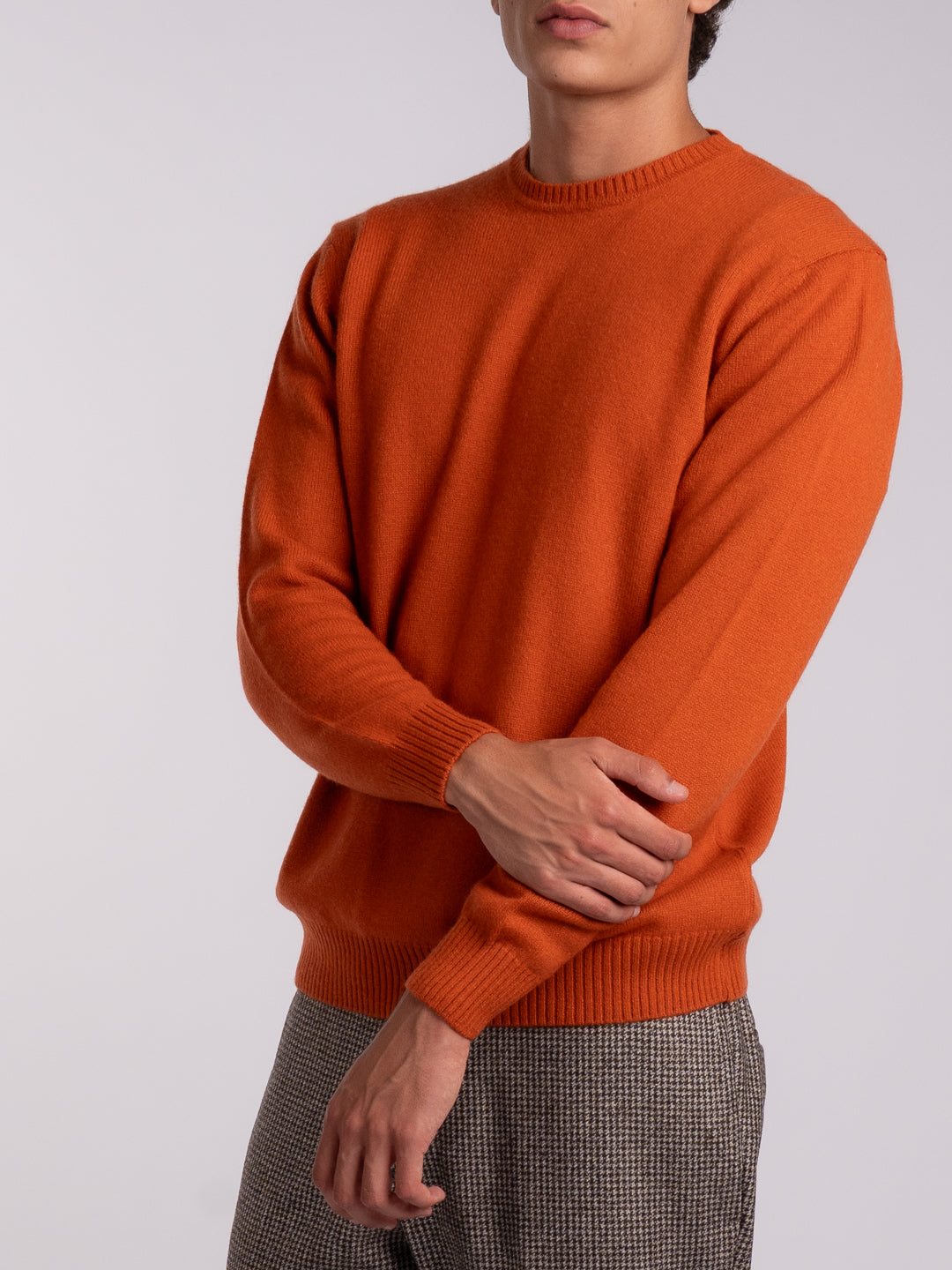 Terracotta-orange cashmere and merino wool sweater by Achega Knitwear