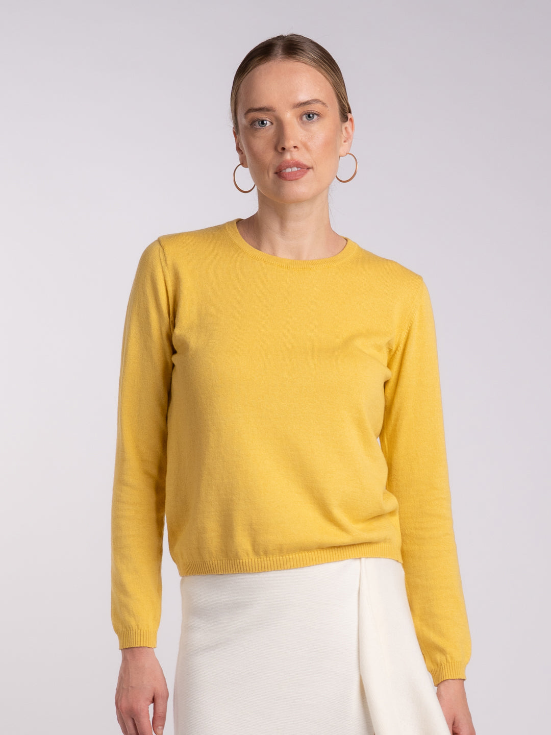 Camisola de Manga Comprida em Lã Merino e Algodão Orgânico Amarelo