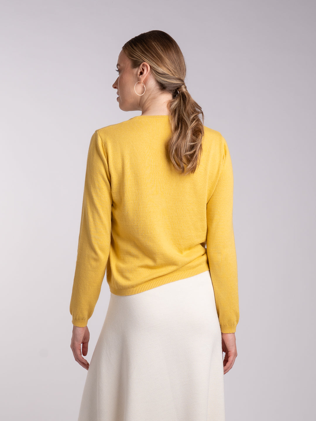 Camisola de Manga Comprida em Lã Merino e Algodão Orgânico Amarelo