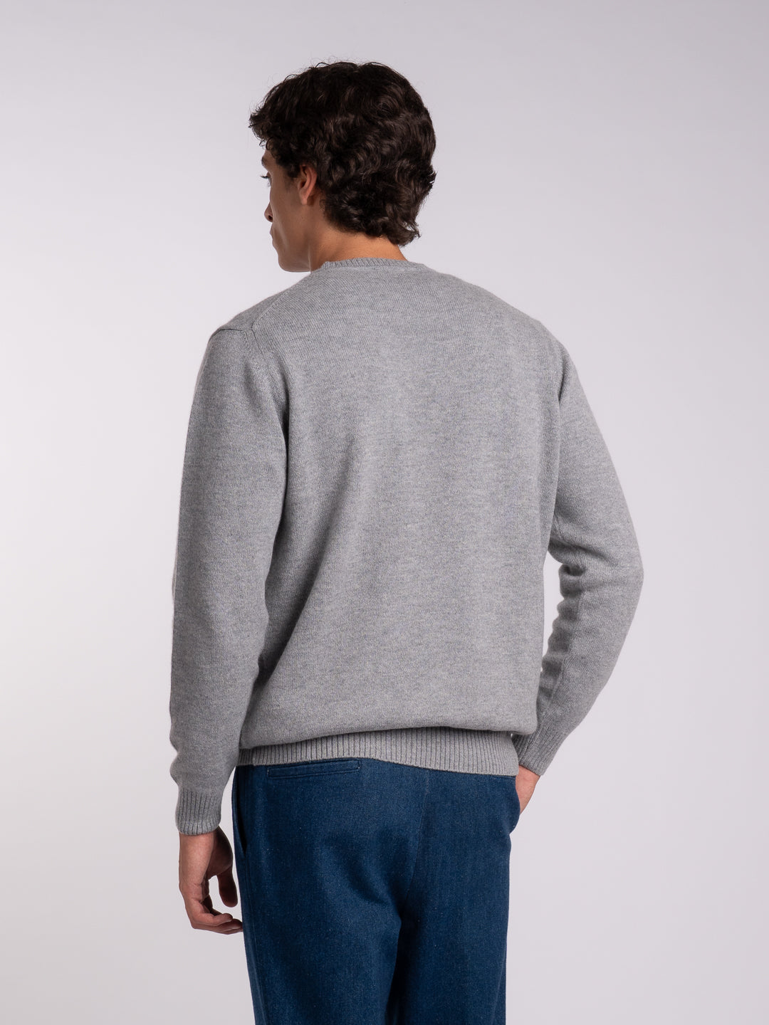Medium-gray cashmere and merino wool sweater by Achega Knitwear