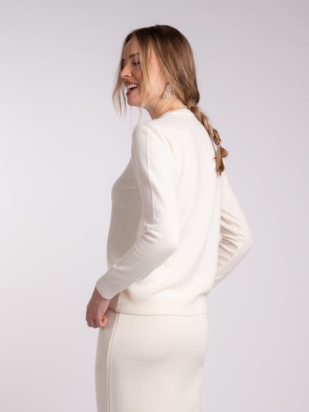 Camisola de Malha em Lambswool - Branco Pérola