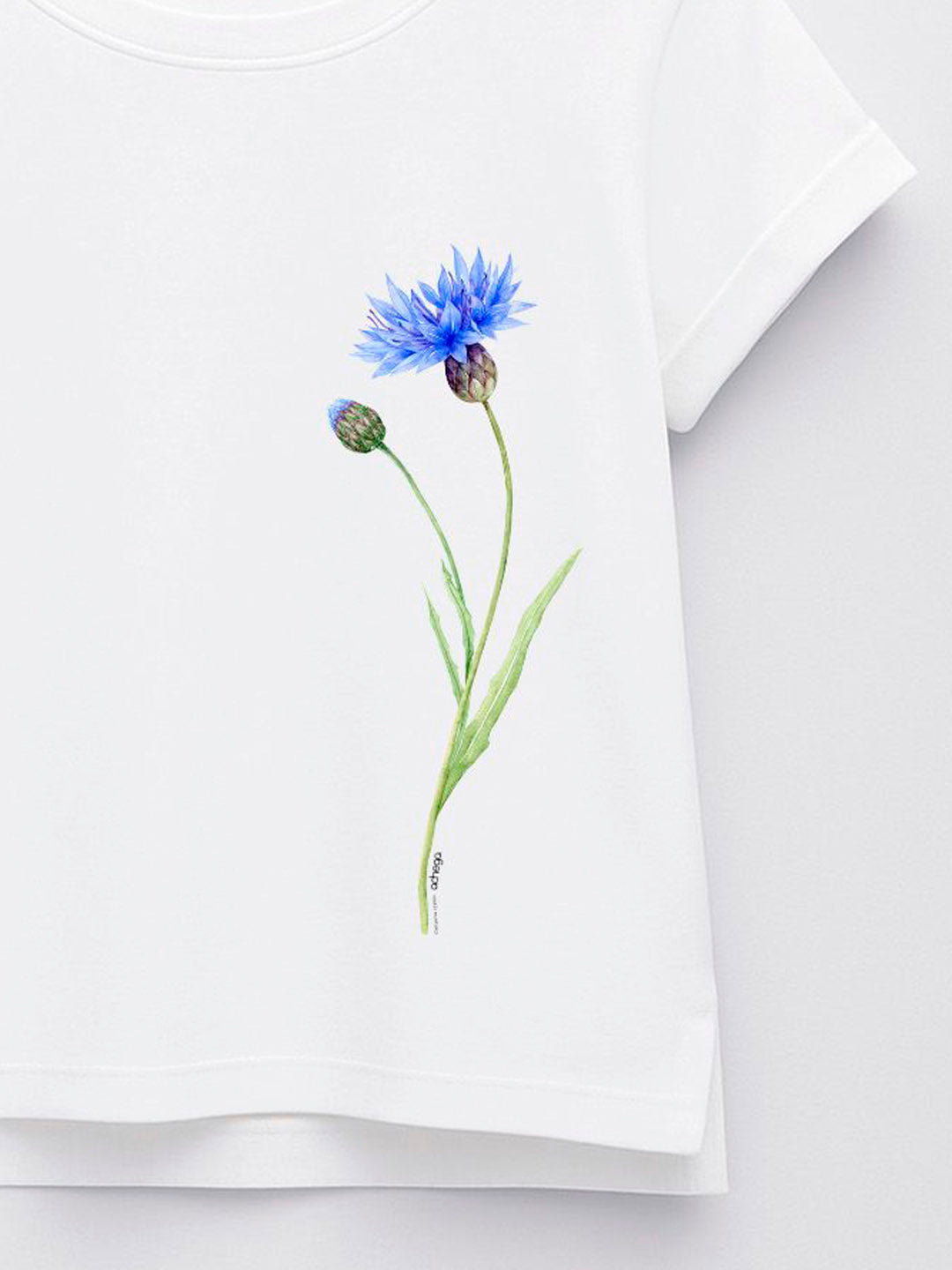 T-shirt Flor de Ciano em 100% Algodão